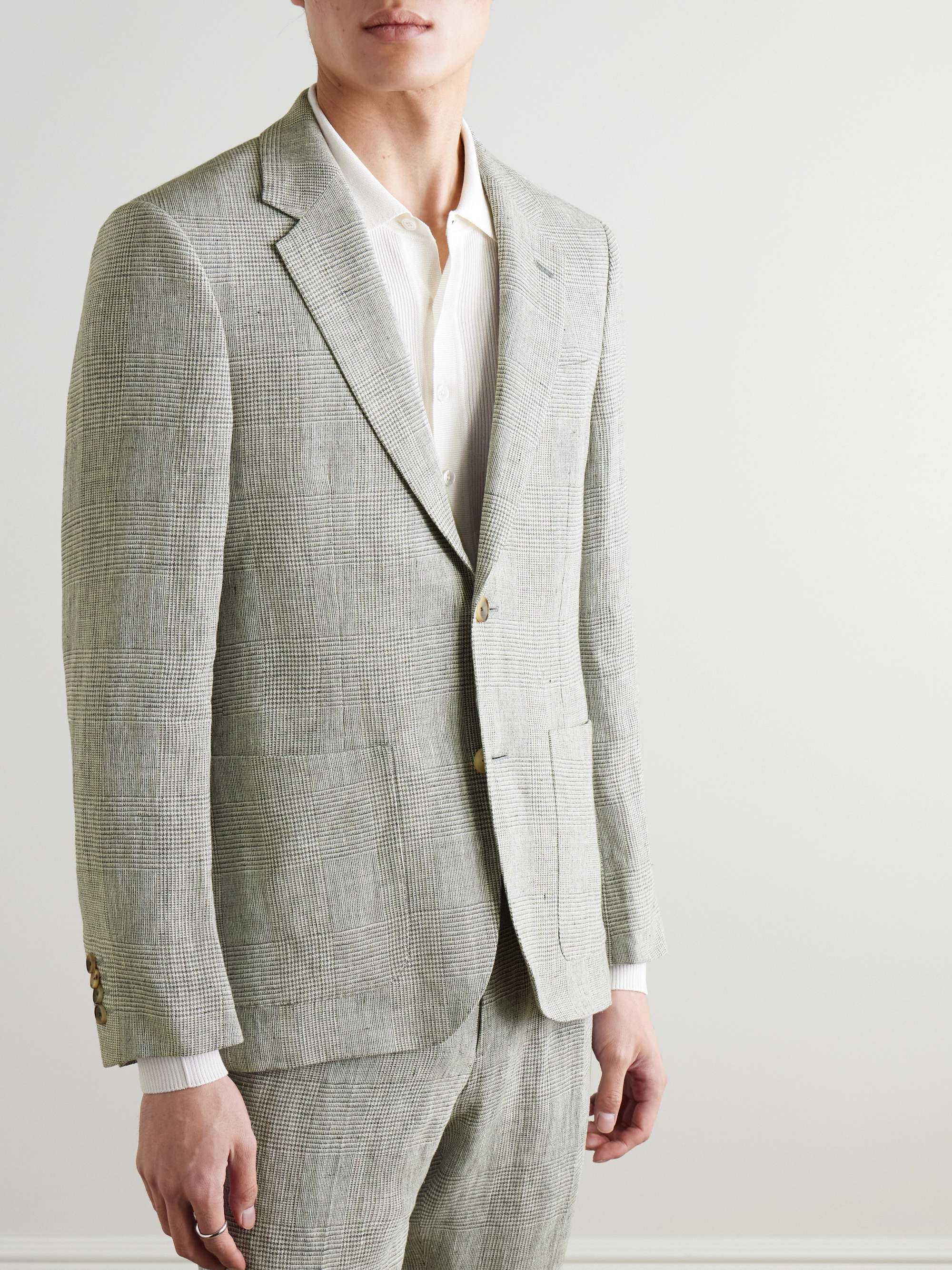 Prince of Wales Checked Linen Suit Jacket view