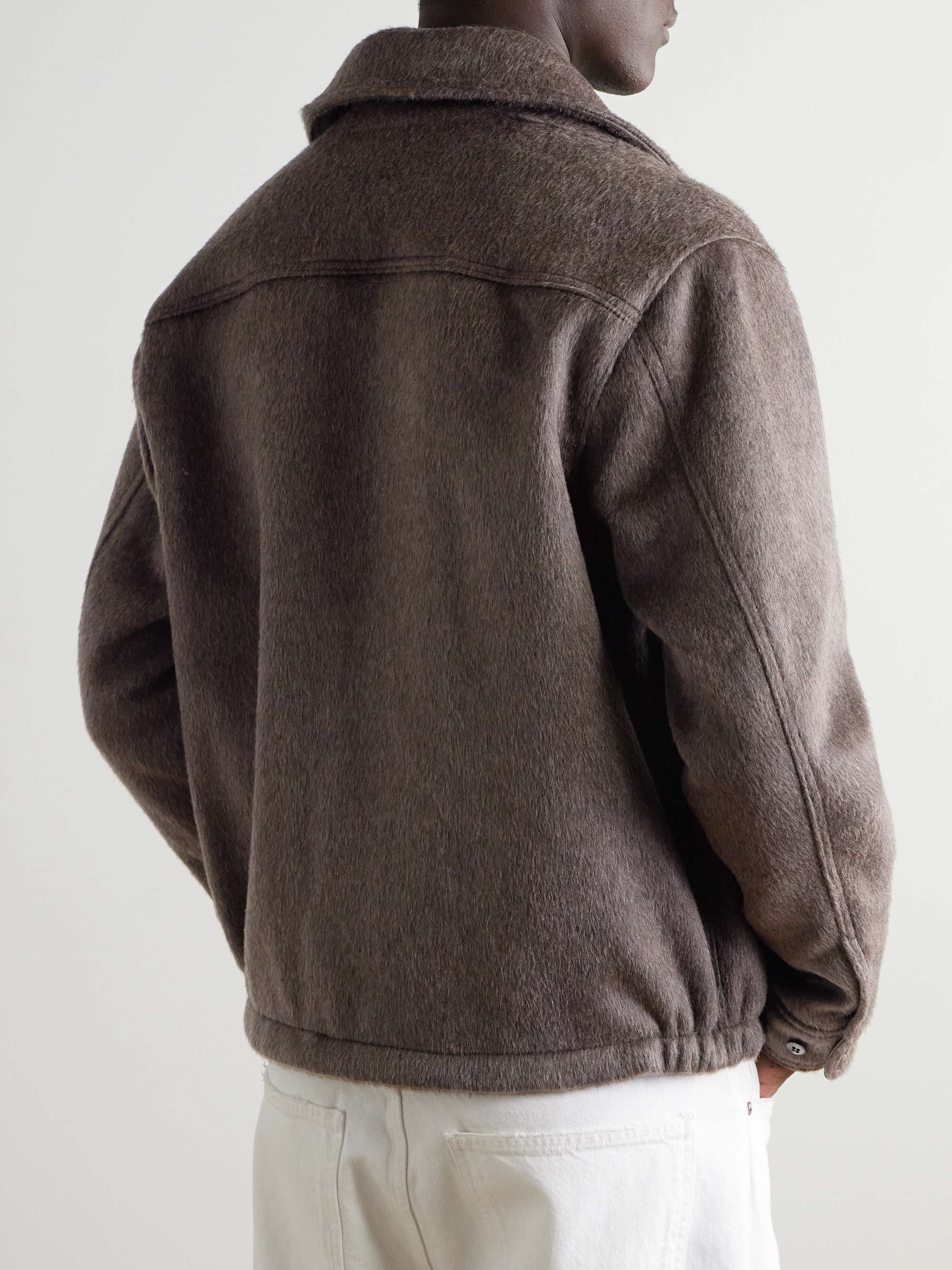 The Stockton Leather-Trimmed Brushed Wool Jacket view
