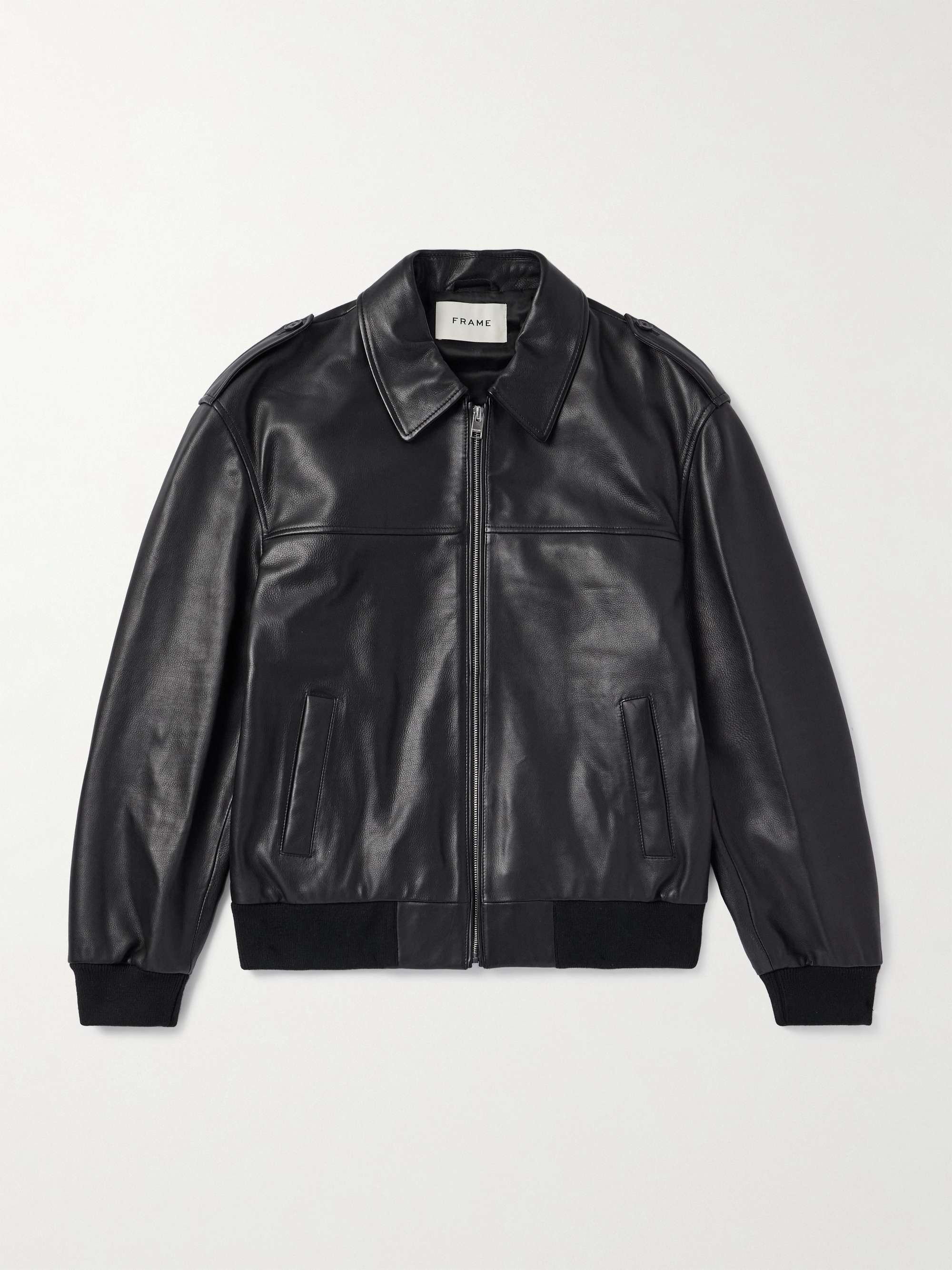 Full-Grain Leather Bomber Jacket view