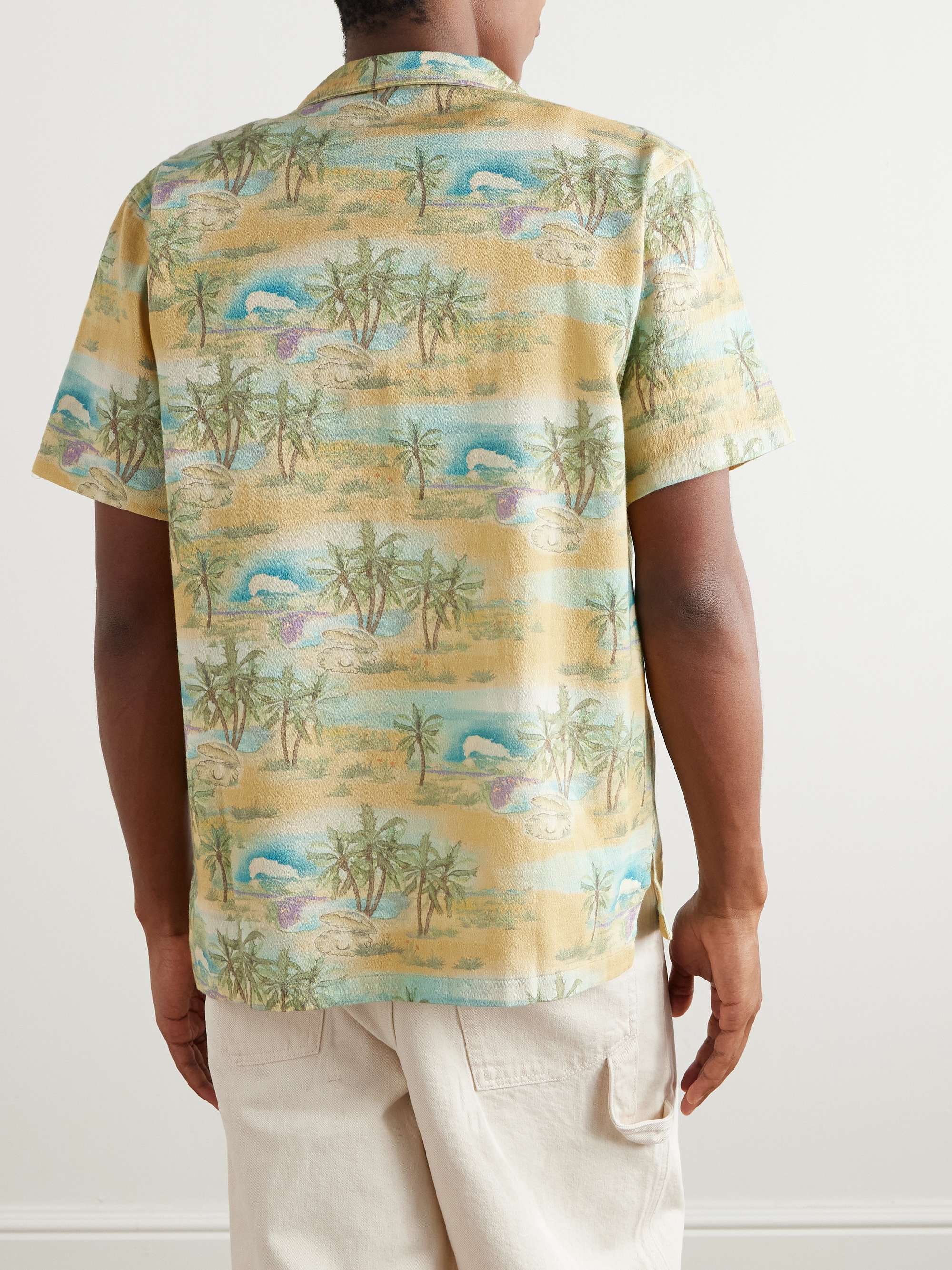 Arvid Pearls Convertible-Collar Printed Organic Cotton-Crepe Shirt view