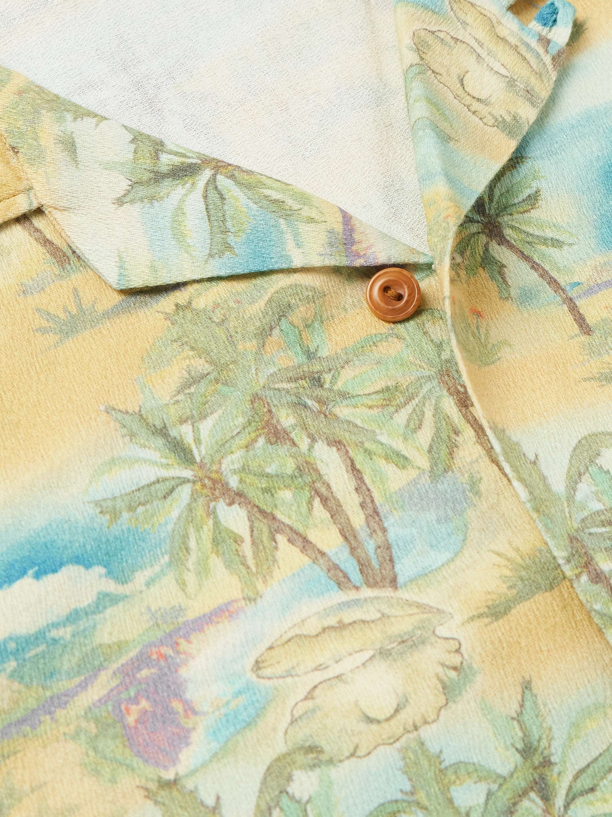 Arvid Pearls Convertible-Collar Printed Organic Cotton-Crepe Shirt view
