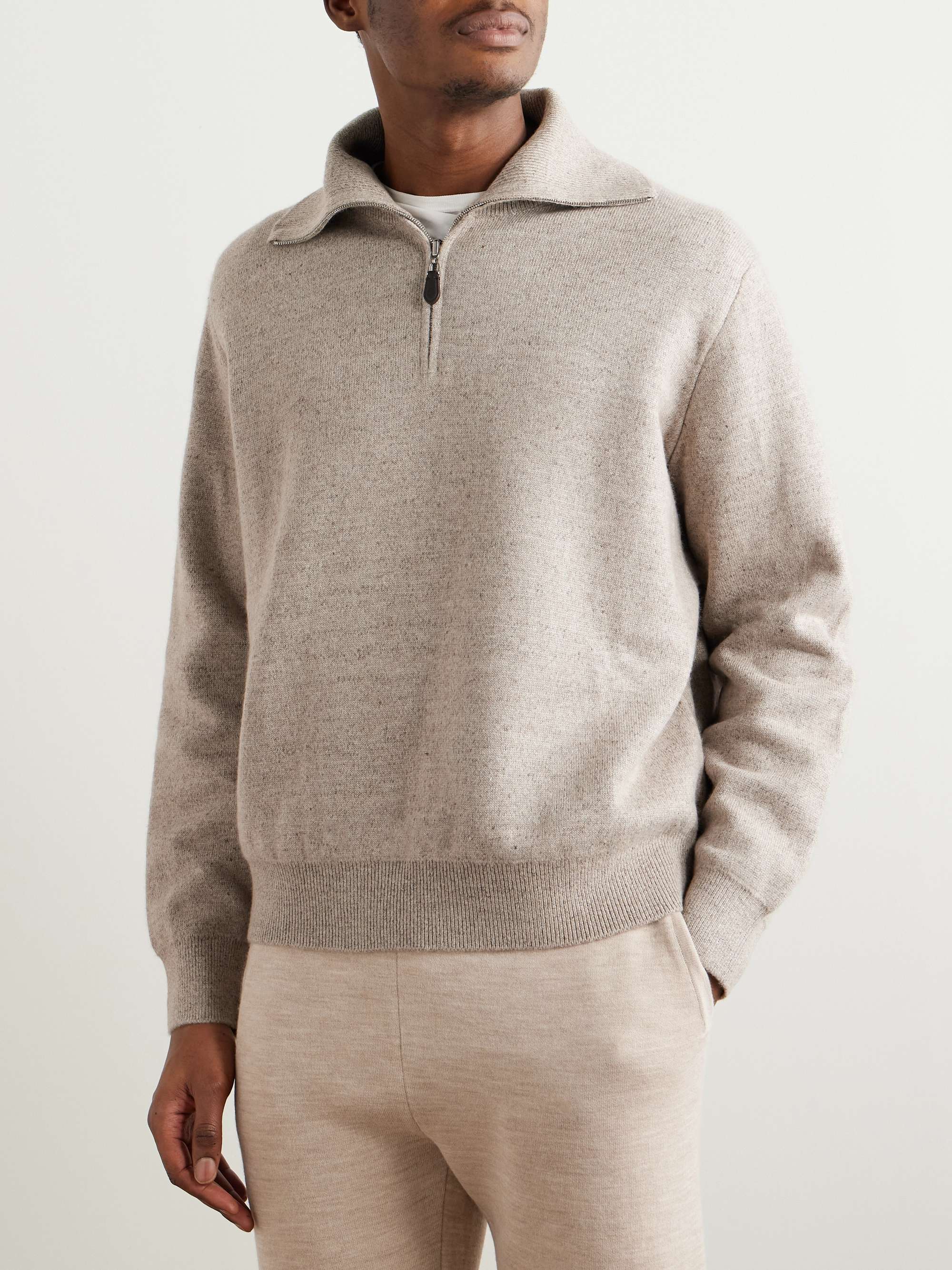 Linen and Cashmere-Blend Zip-Up Sweater view