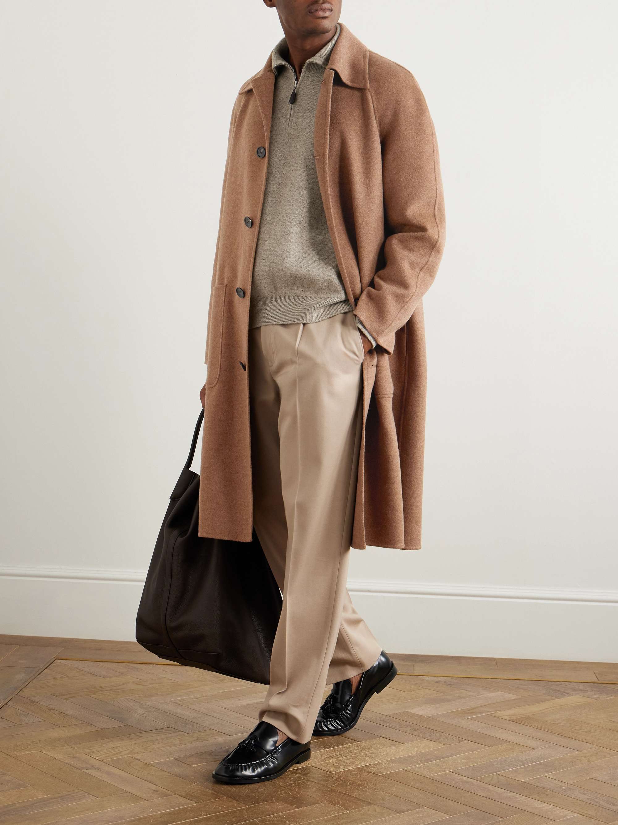 Owen Belted Suede-Trimmed Rain System® Cashmere Coat view