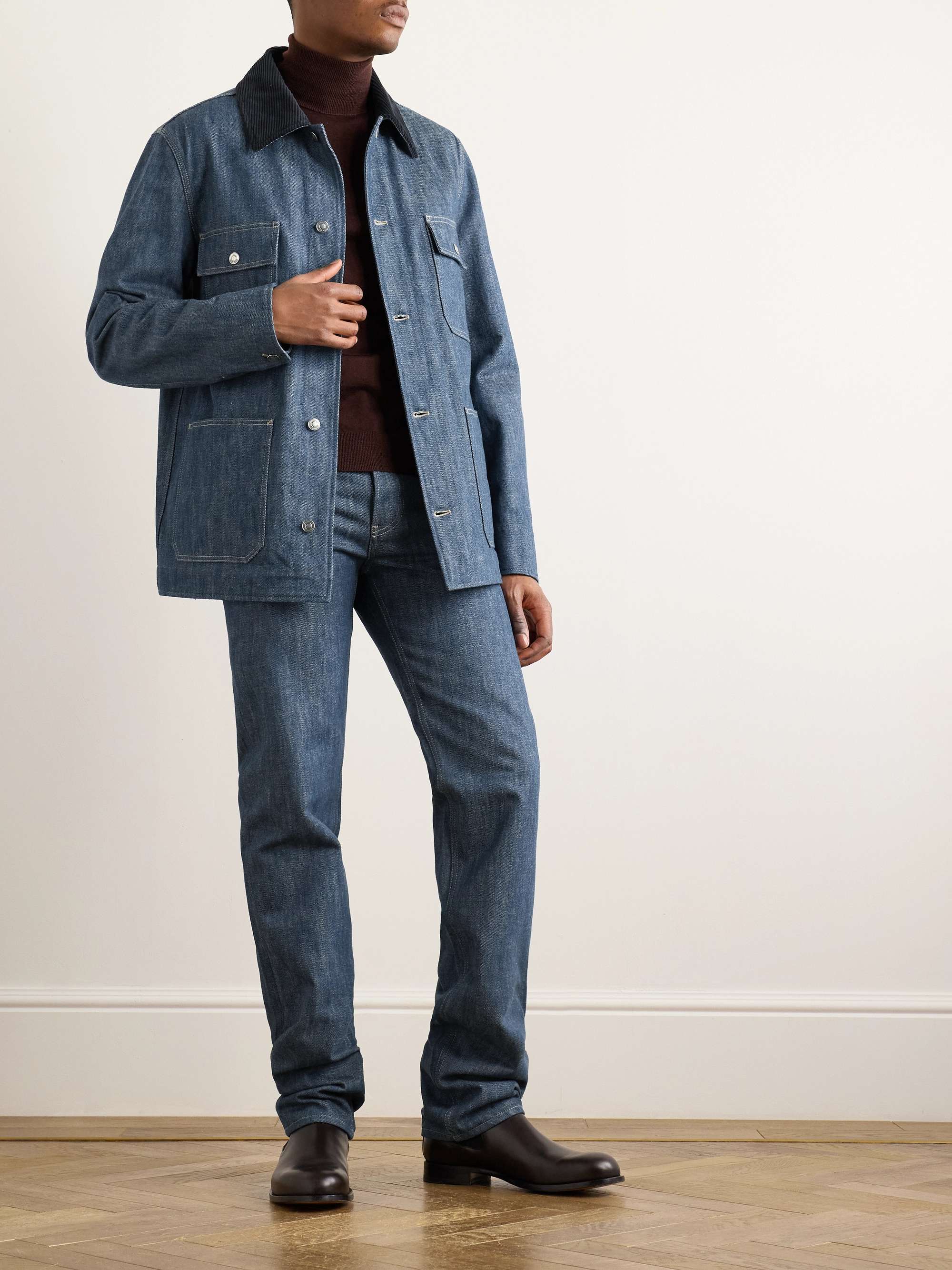 Conley Corduroy-Trimmed Austin Denim Jacket view