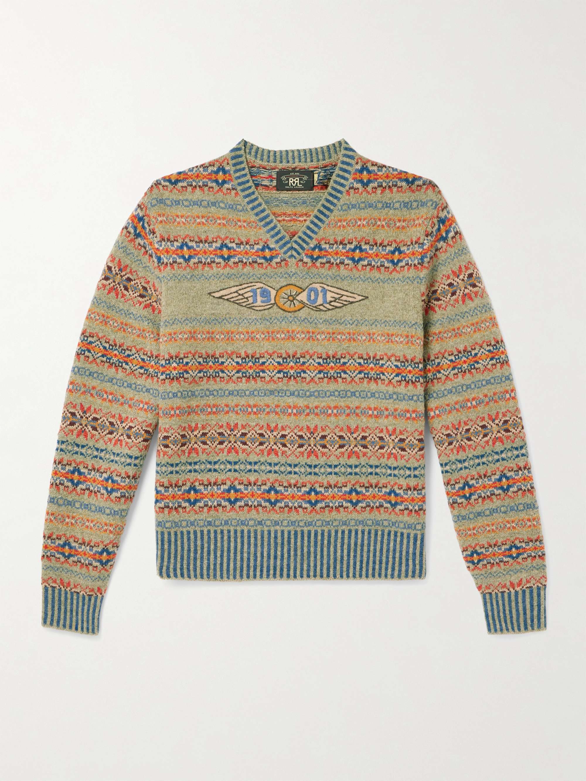 Embroidered Fair Isle Wool-Blend Sweater view