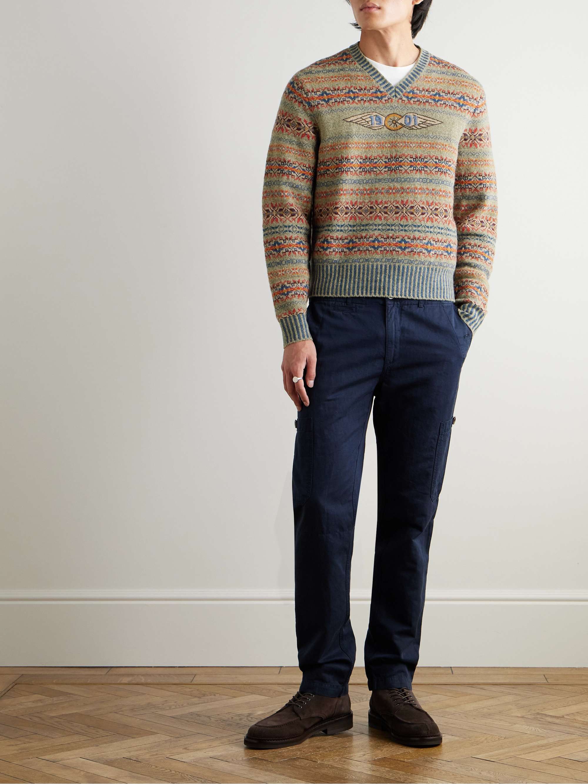 Embroidered Fair Isle Wool-Blend Sweater view