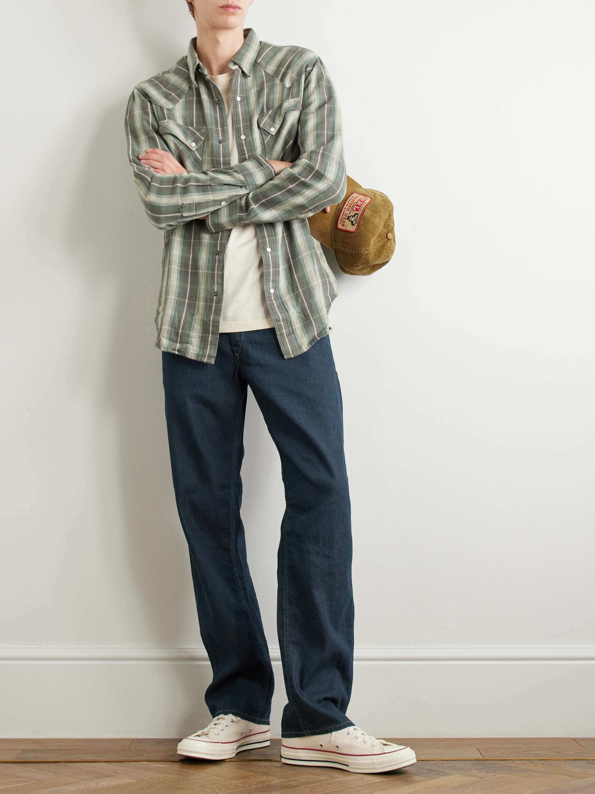 Straight-Leg Indigo-Dyed Denim Trousers view
