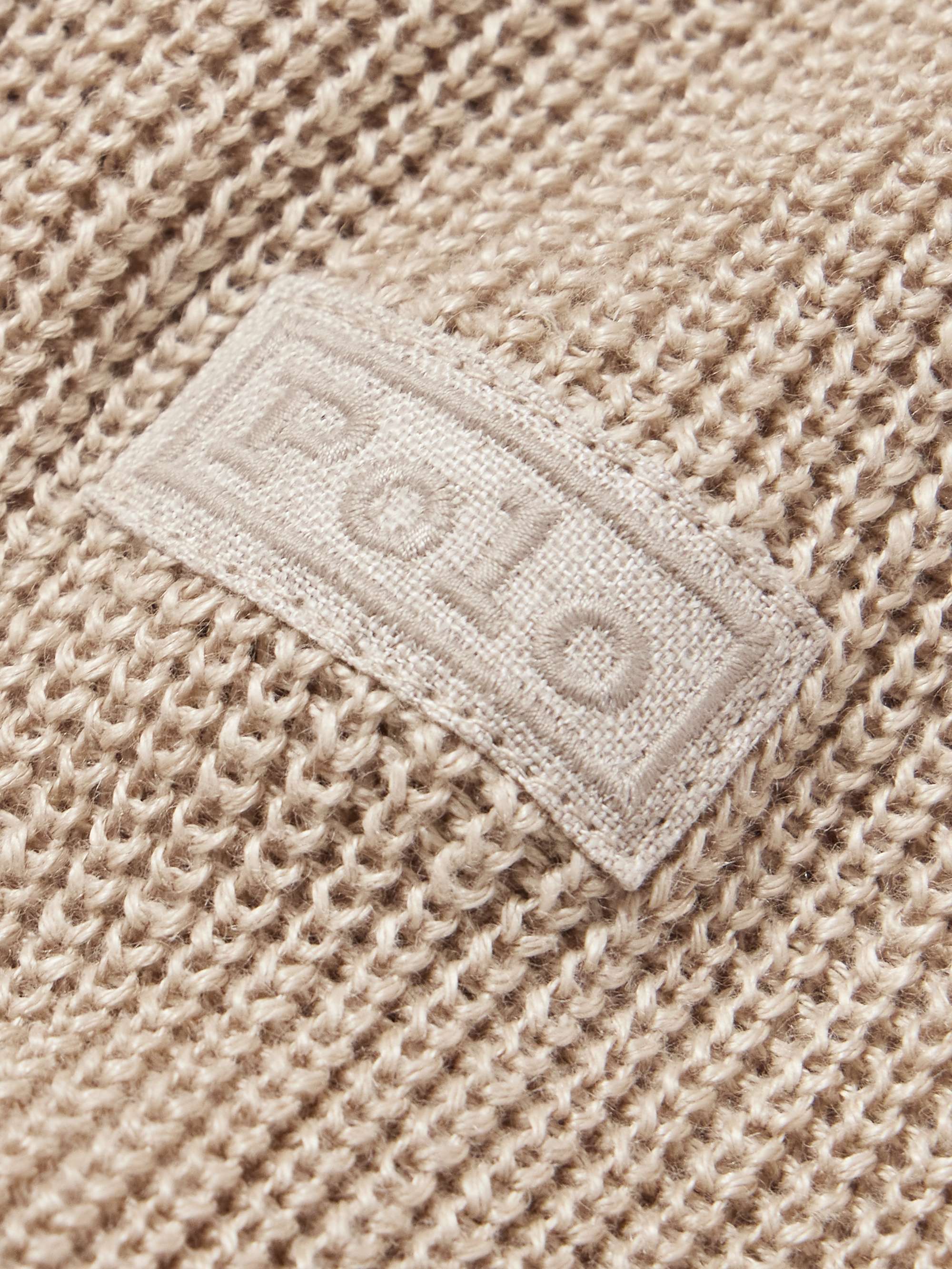 Ribbed-Knit and Quilted Linen Zip-Up Cardigan view