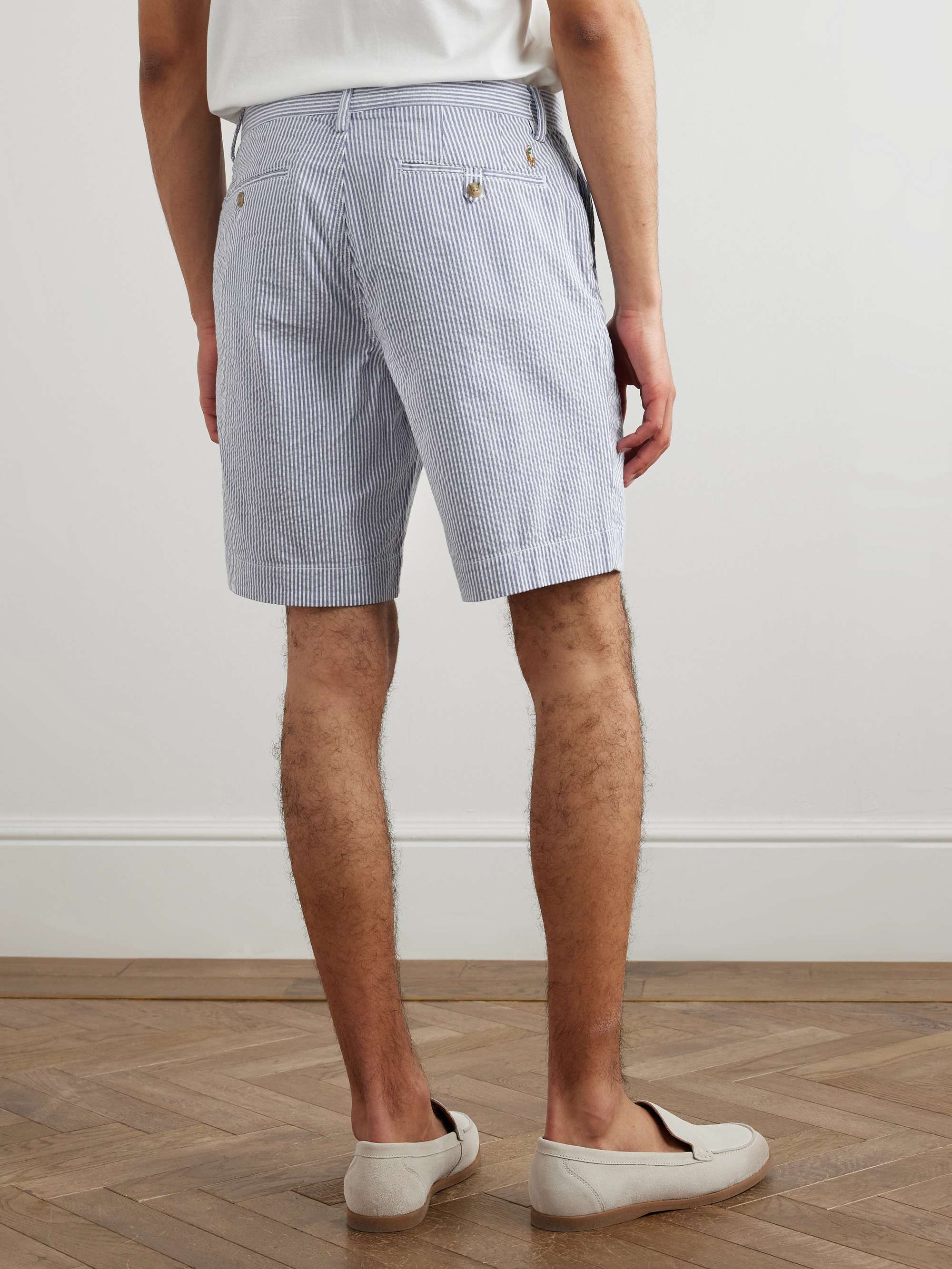 Straight-Leg Striped Cotton-Blend Seersucker Shorts view
