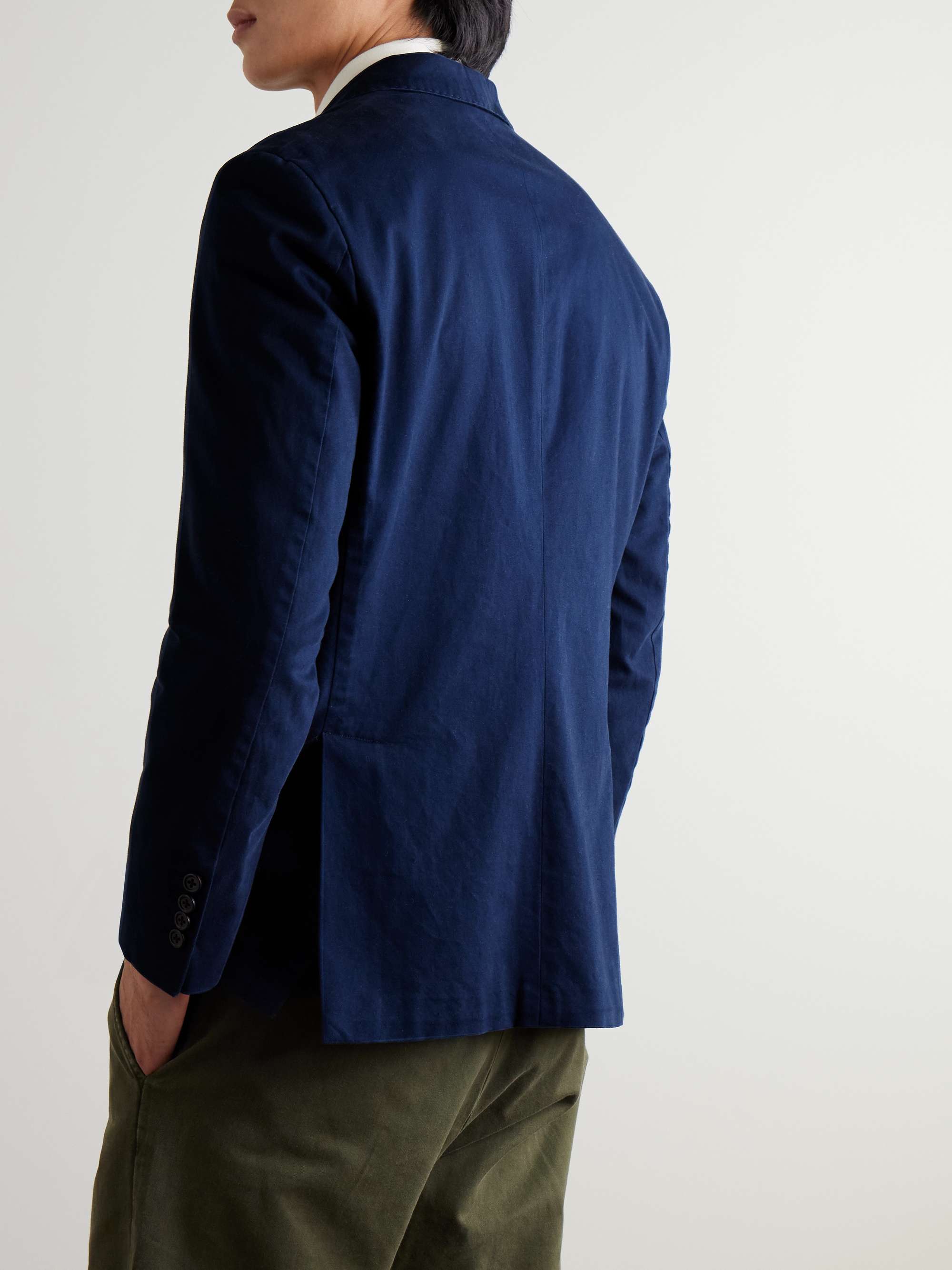 Double-Breasted Cotton-Blend Twill Blazer view