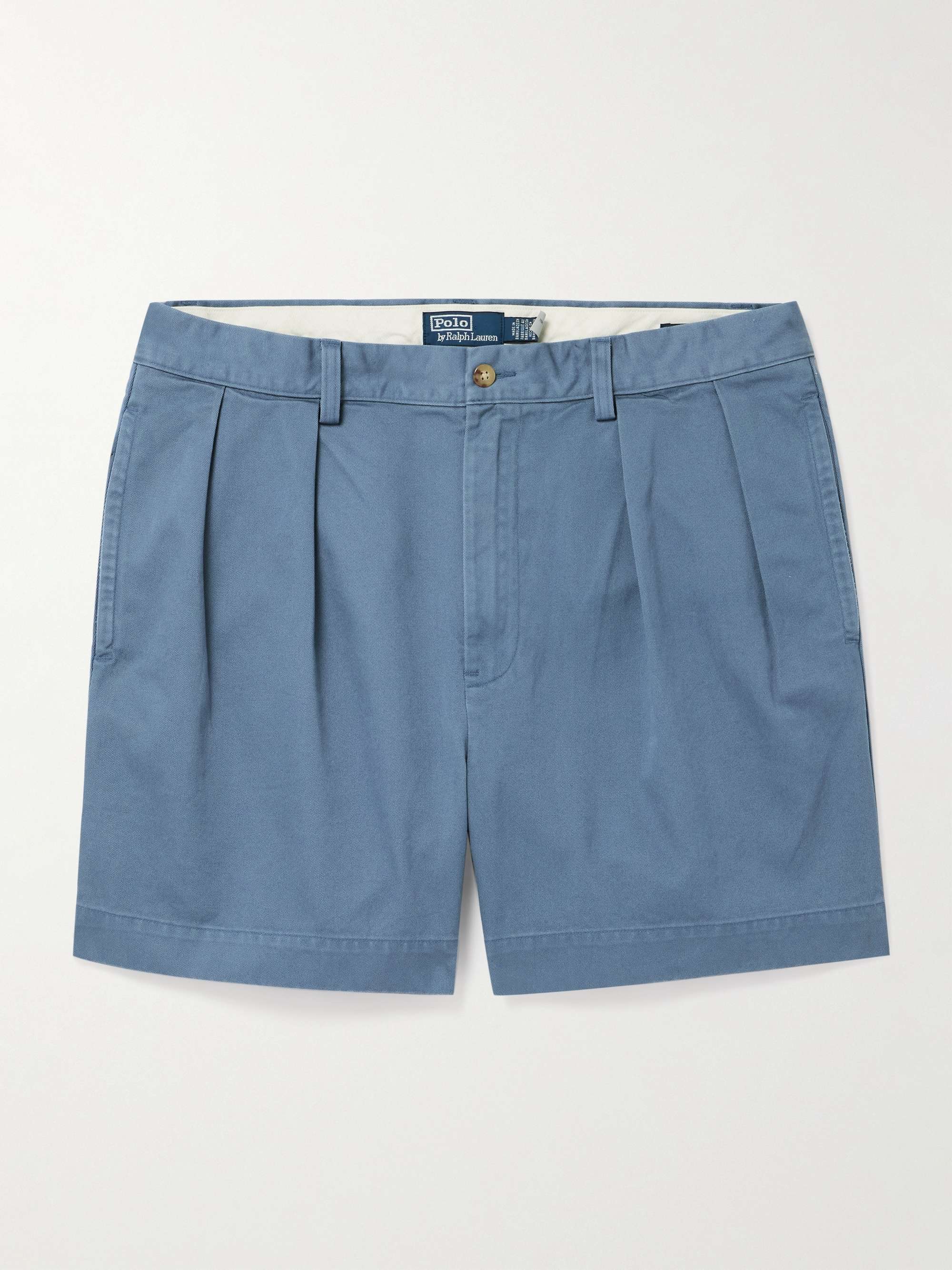 Cormac Straight-Leg Pleated Cotton-Twill Shorts view