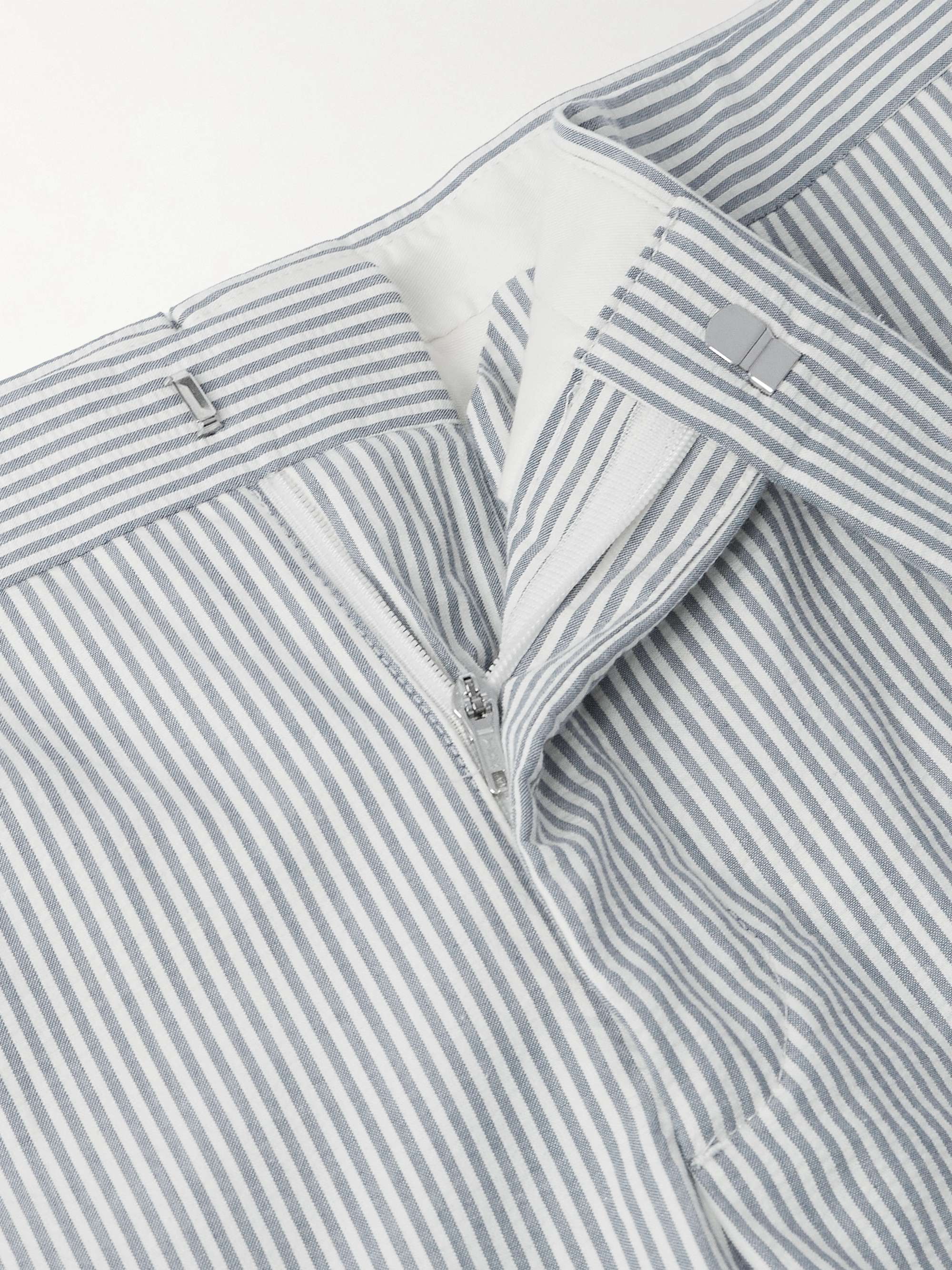 Tapered Striped Cotton-Seersucker Trousers view