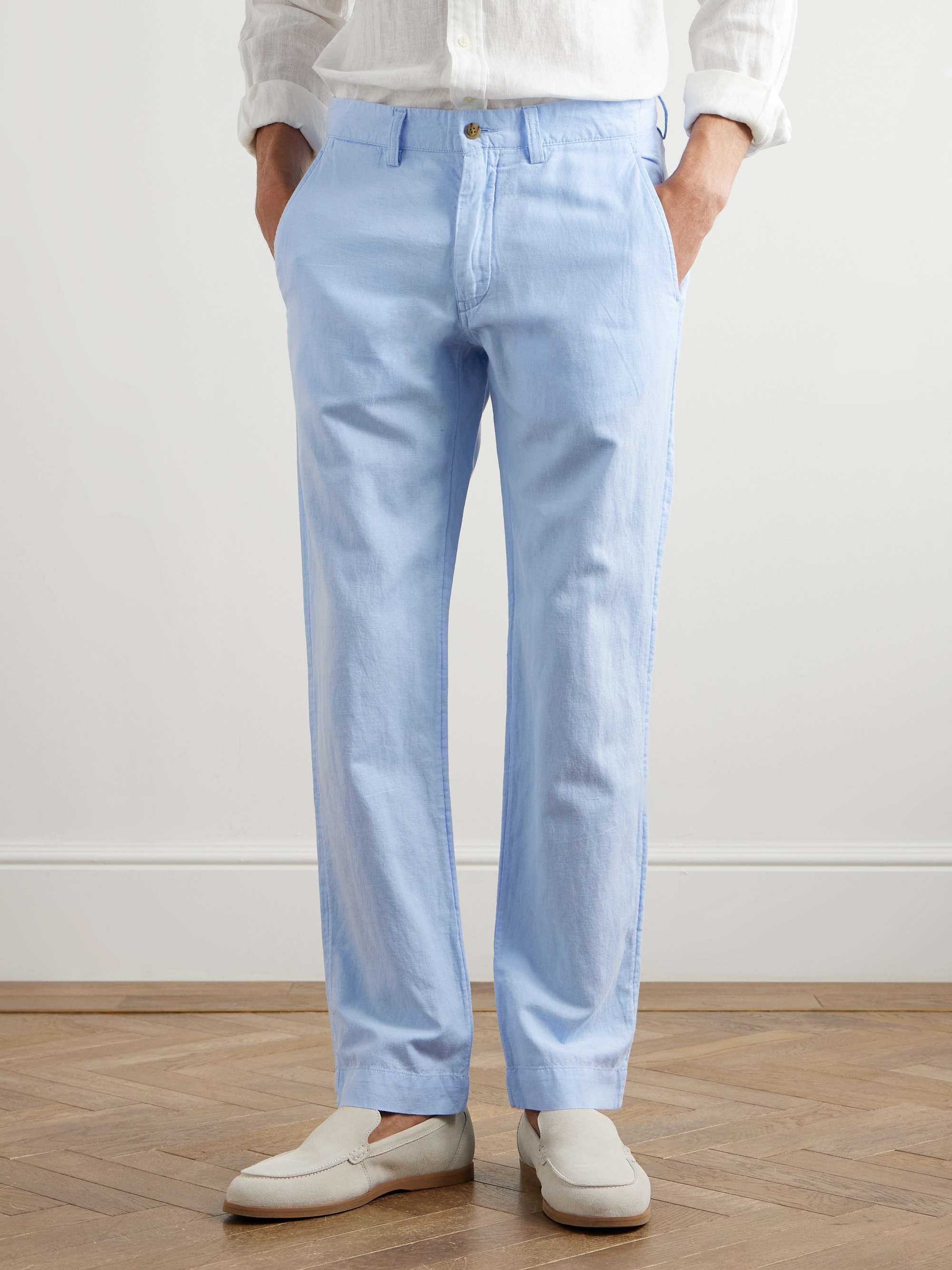 Straight-Leg Linen and Cotton-Blend Trousers view