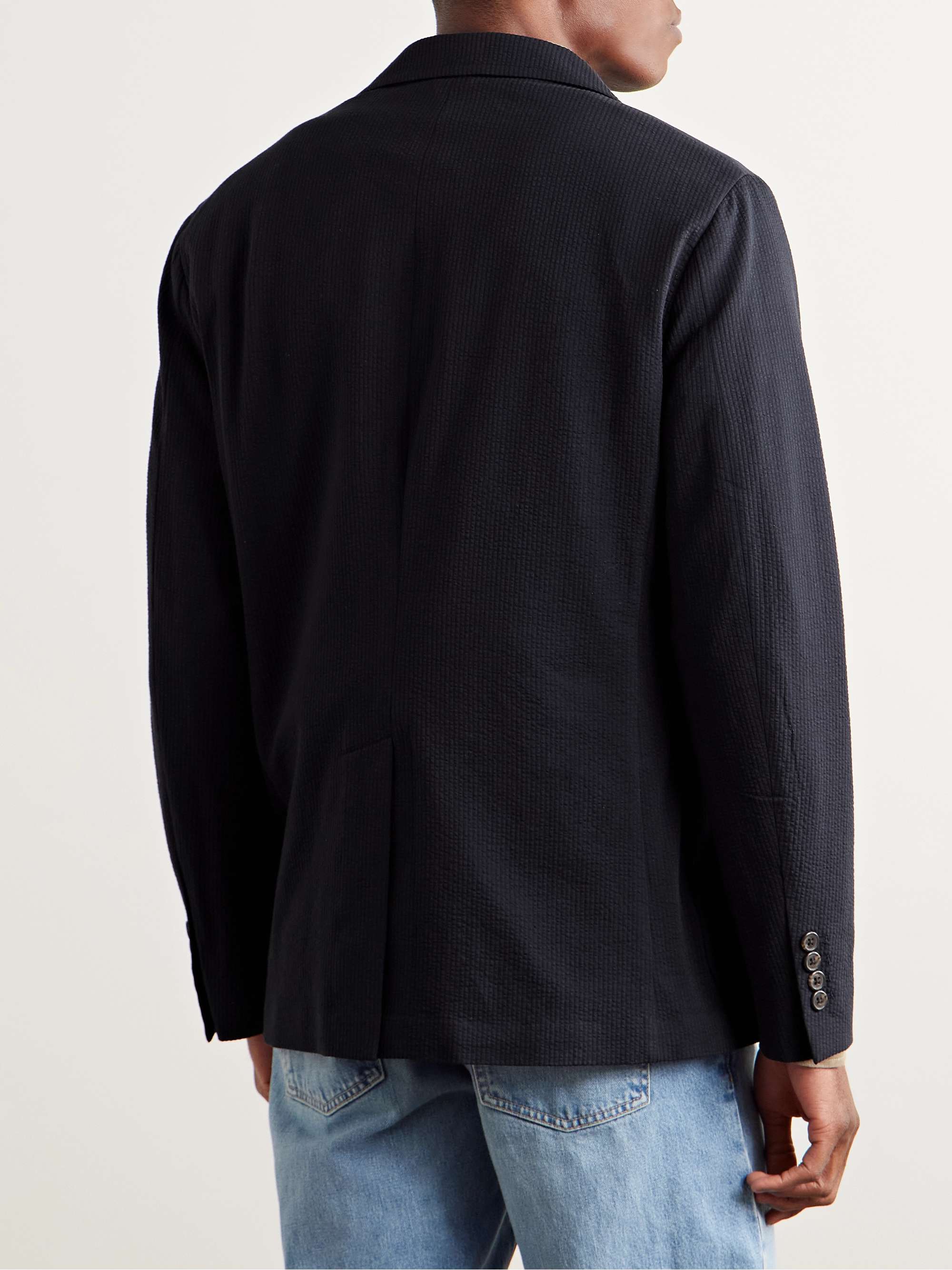 Cotton-Blend Seersucker Blazer view