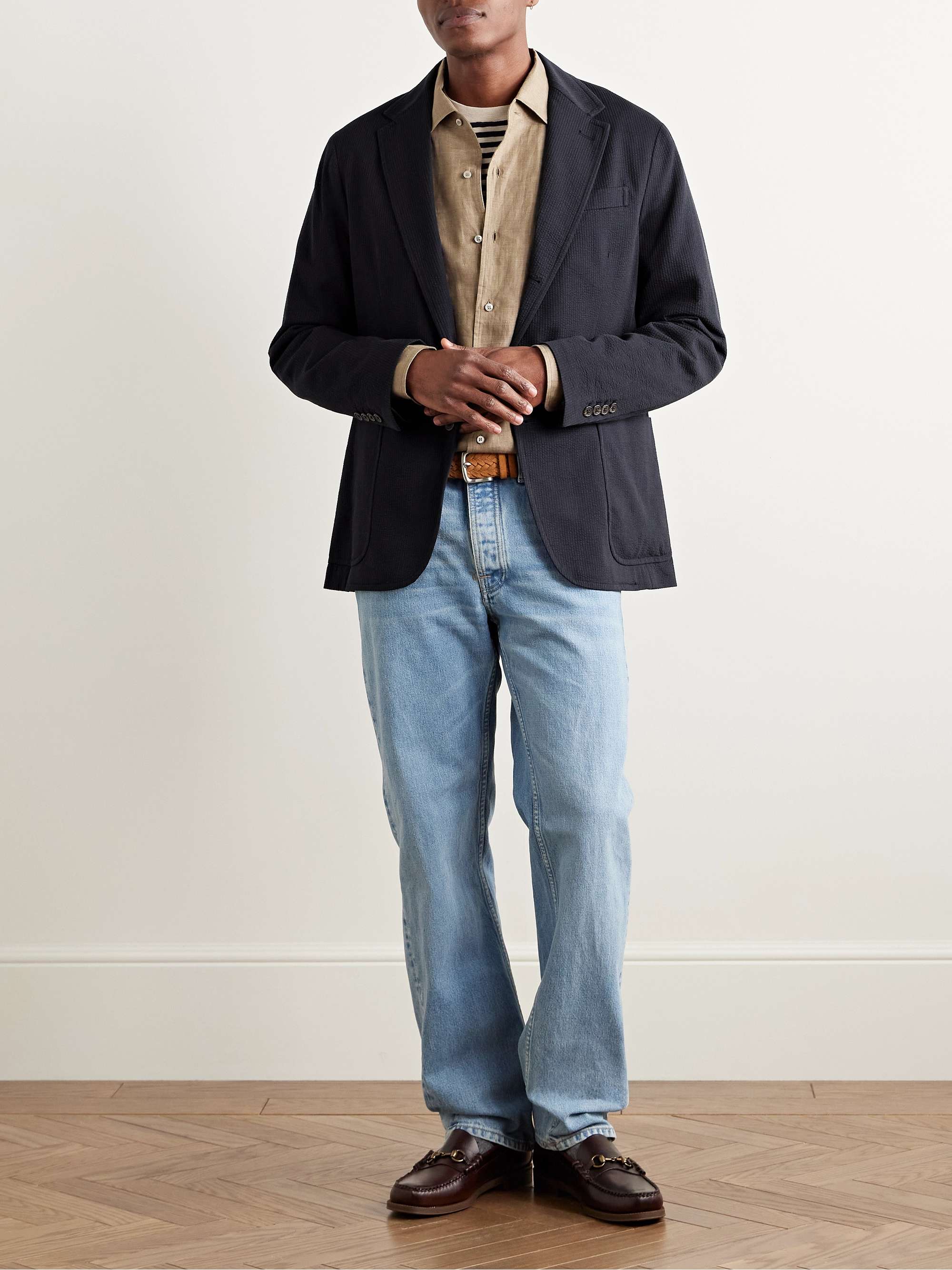 Cotton-Blend Seersucker Blazer view