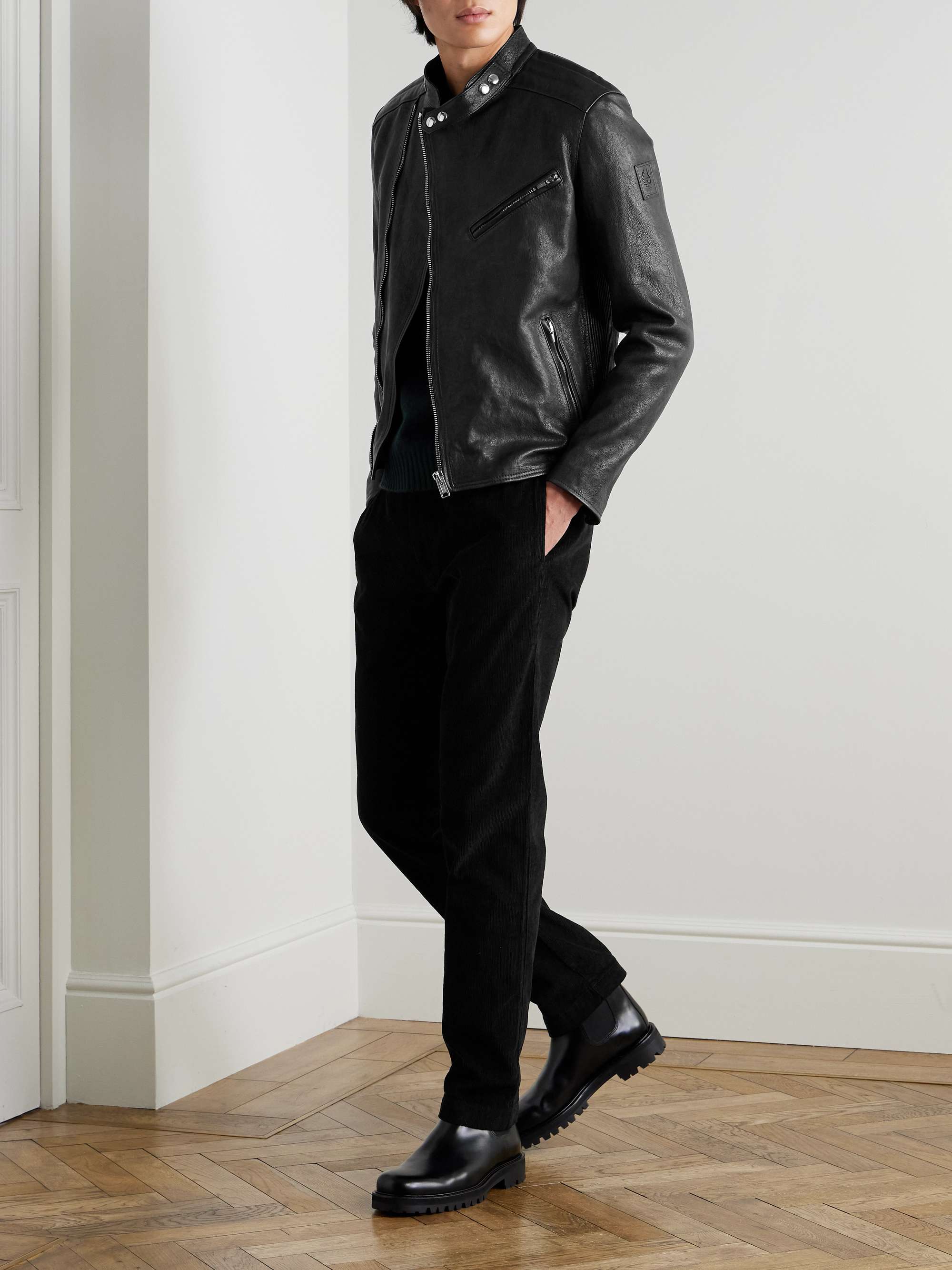 Oulton Full-Grain Leather Biker Jacket view