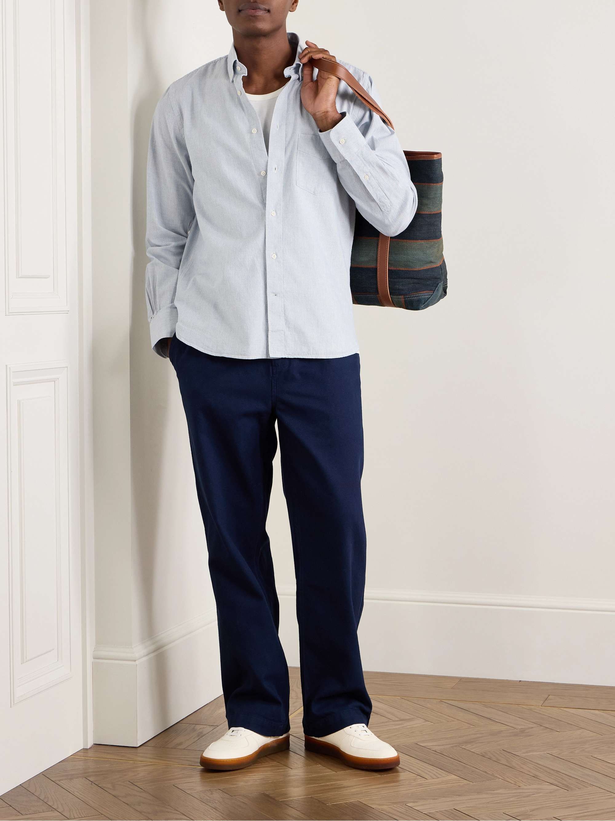 Bart Button-Down Collar Pinstriped Cotton Oxford Shirt view