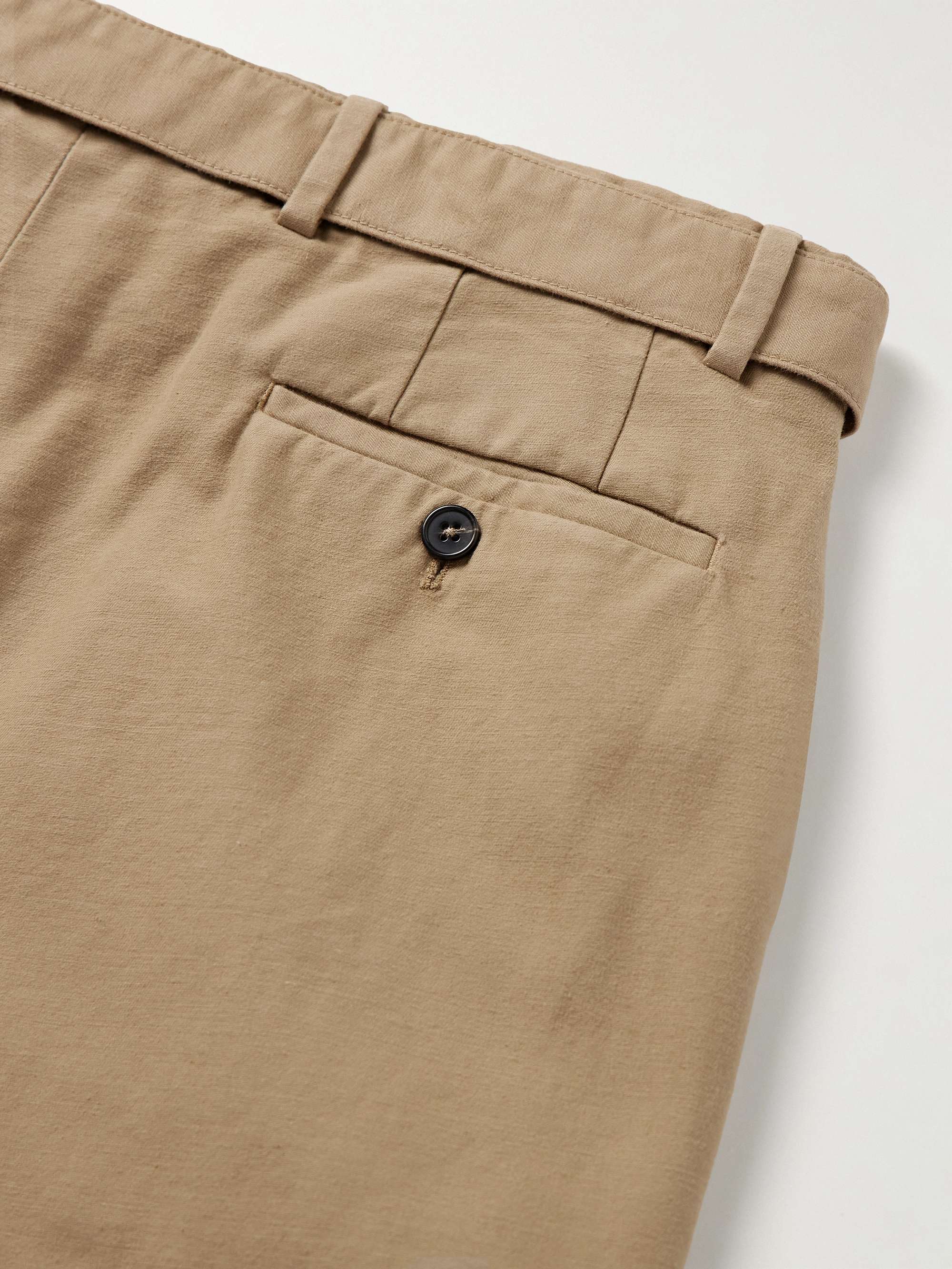 Tapered Belted Garment-Dyed Cotton-Twill Trousers view