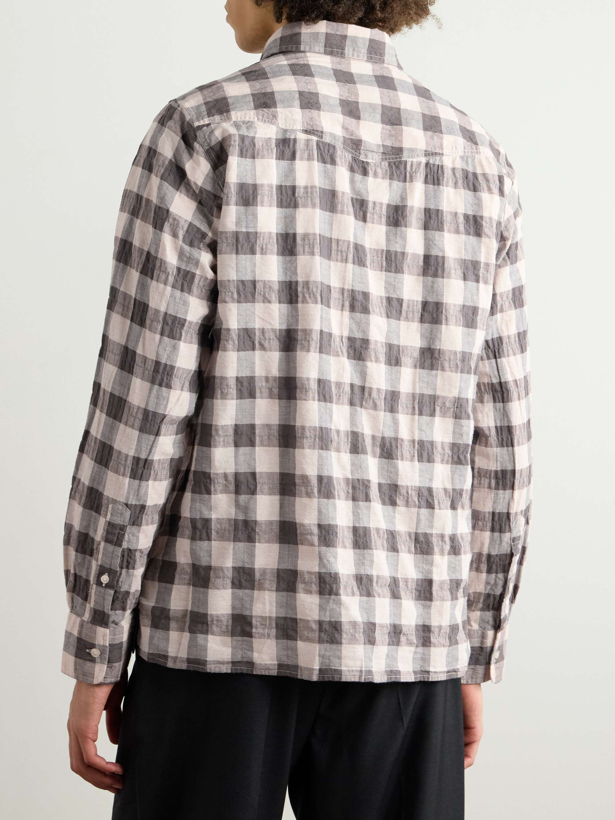 Alex Checked Crinkled Cotton-Blend Shirt view