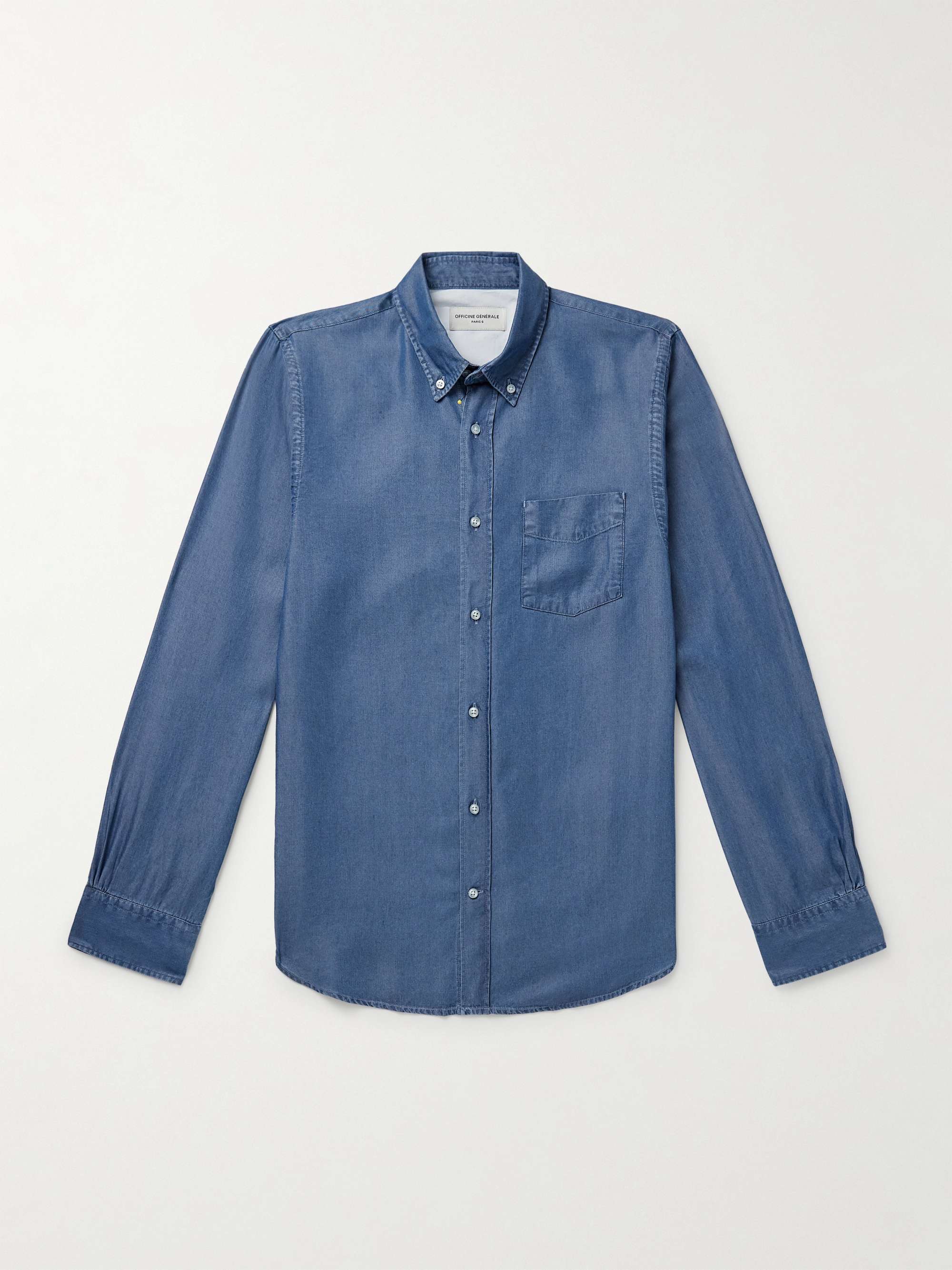 Bart Button-Down Collar Washed Lyocell-Chambray Shirt view