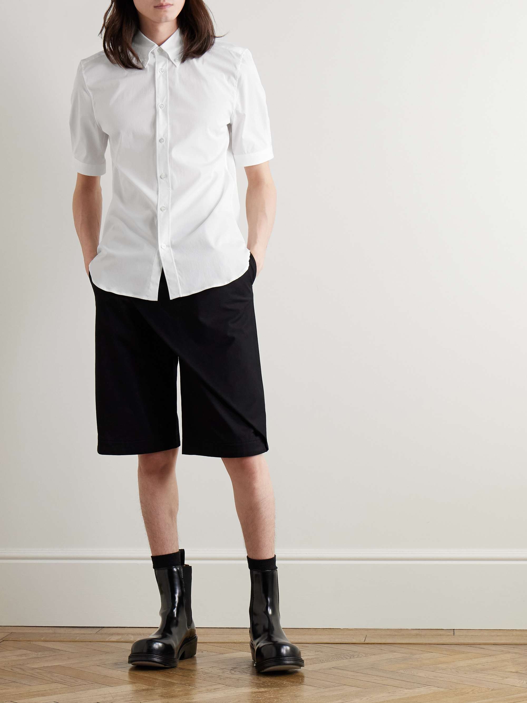 Brad Pitt Button-Down Collar Cotton-Blend Poplin Shirt view