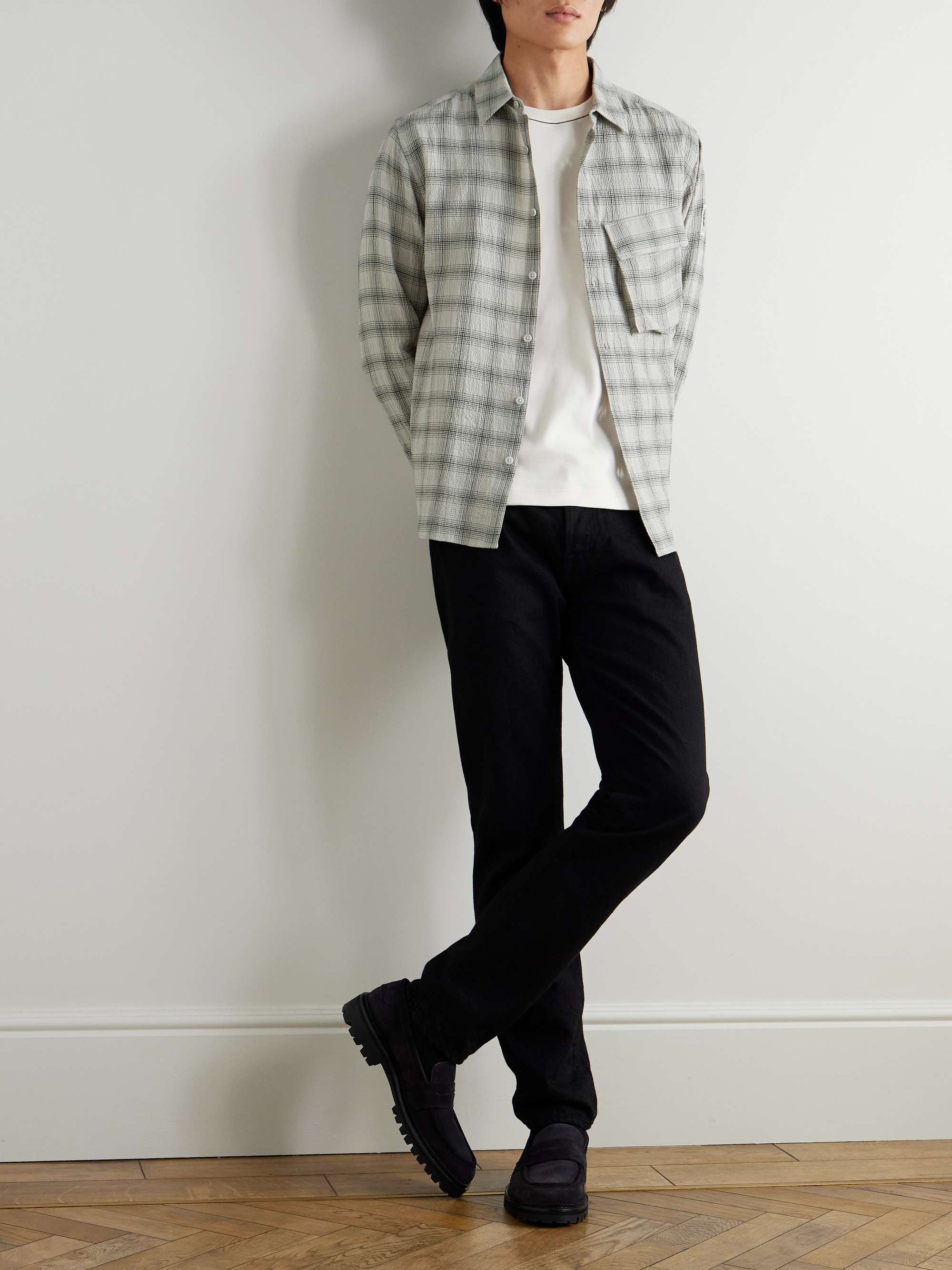 Scale Checked Crinkled-Cotton Shirt view