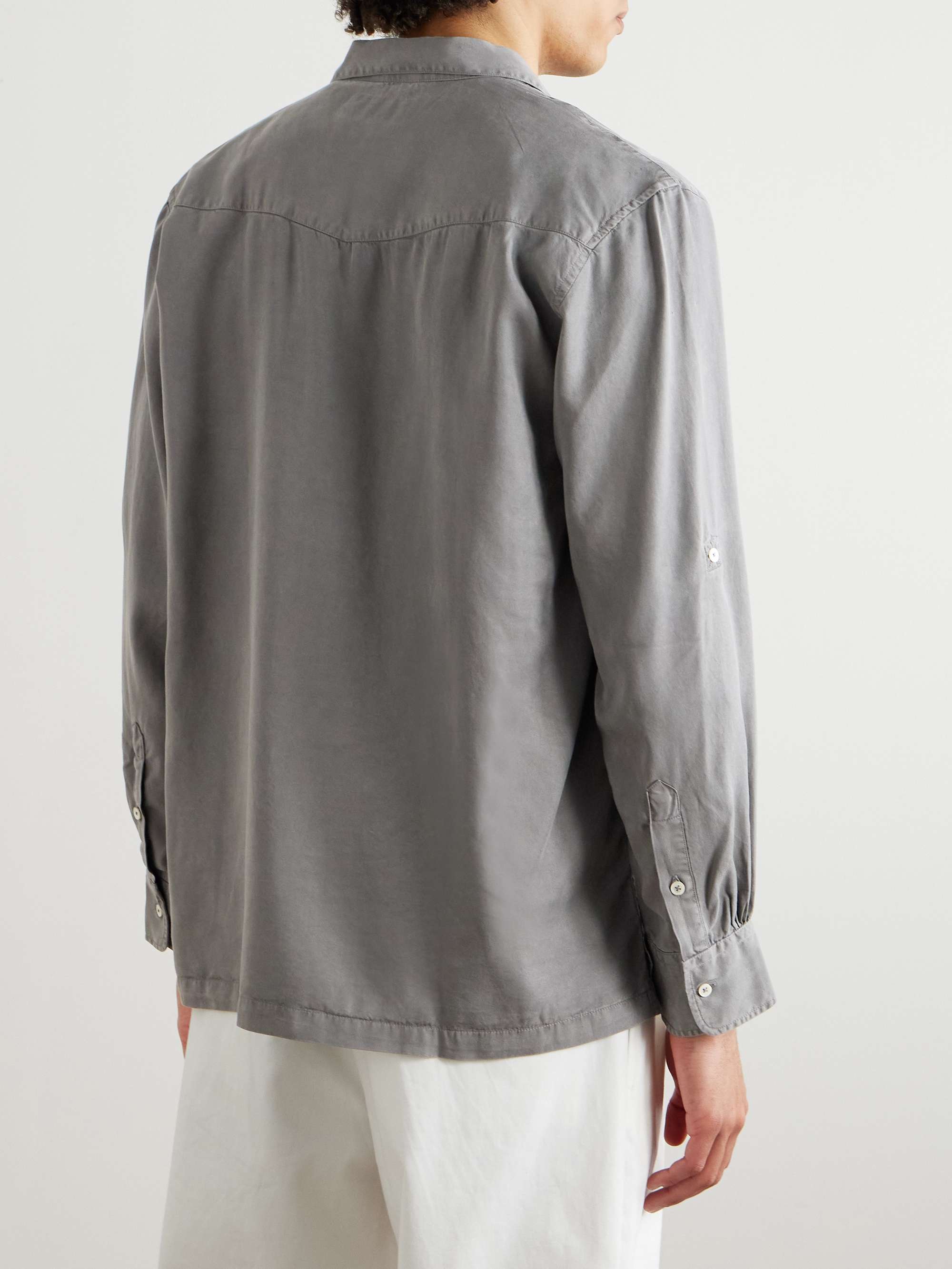 Leto Convertible-Collar Lyocell-Twill Shirt view