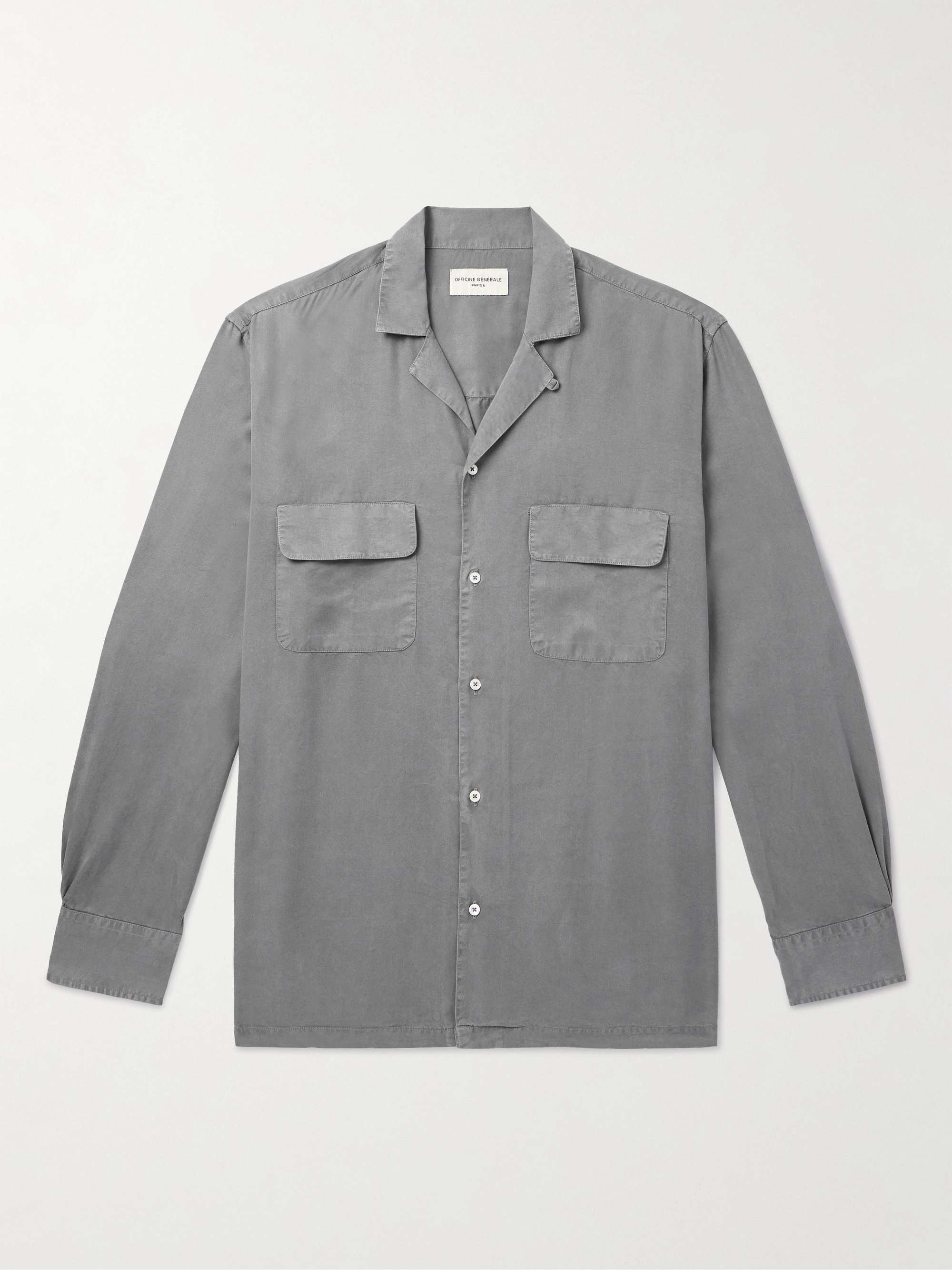 Leto Convertible-Collar Lyocell-Twill Shirt view