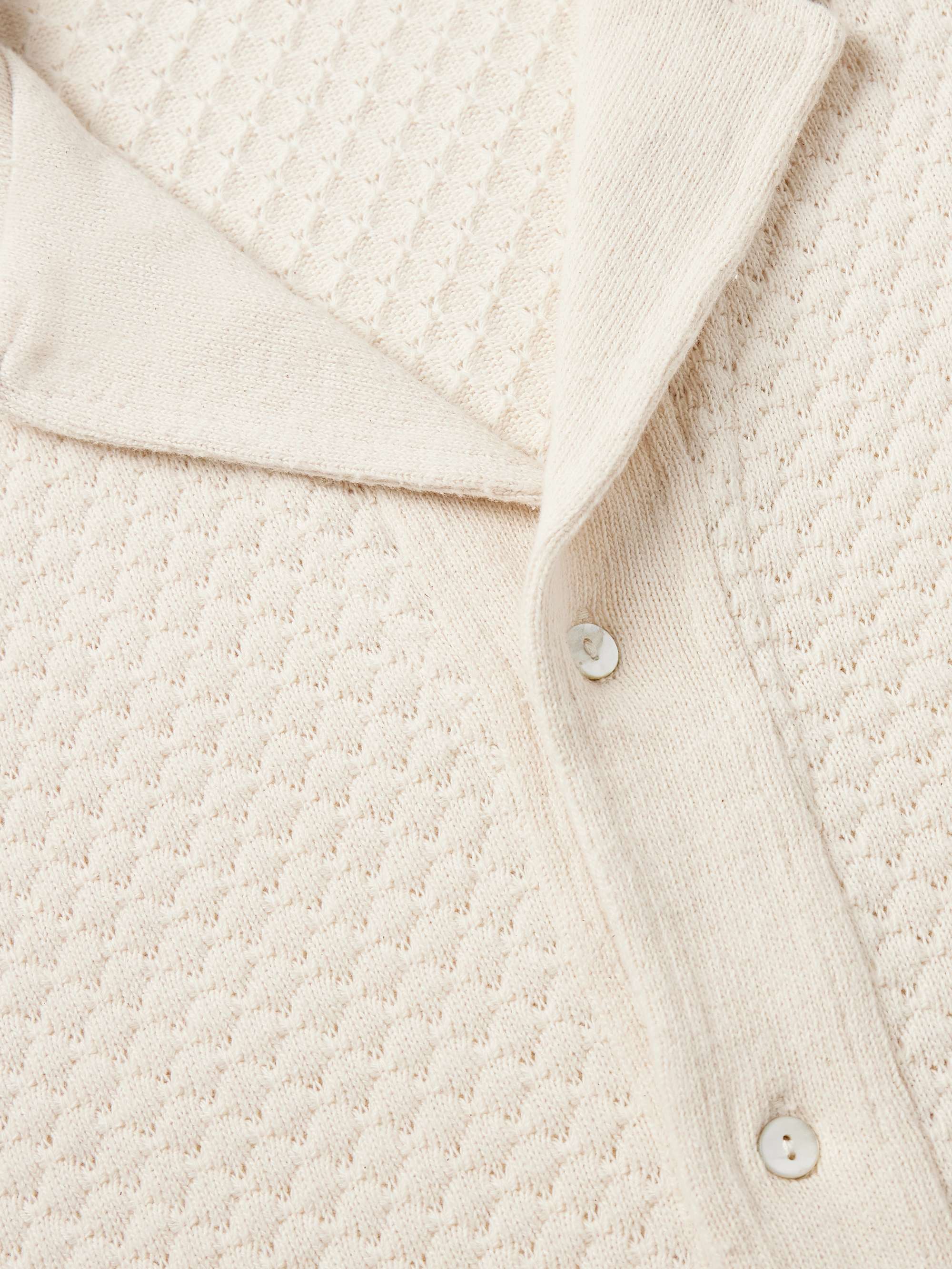 Kai Camp-Collar Pointelle-Knit Cotton Shirt view