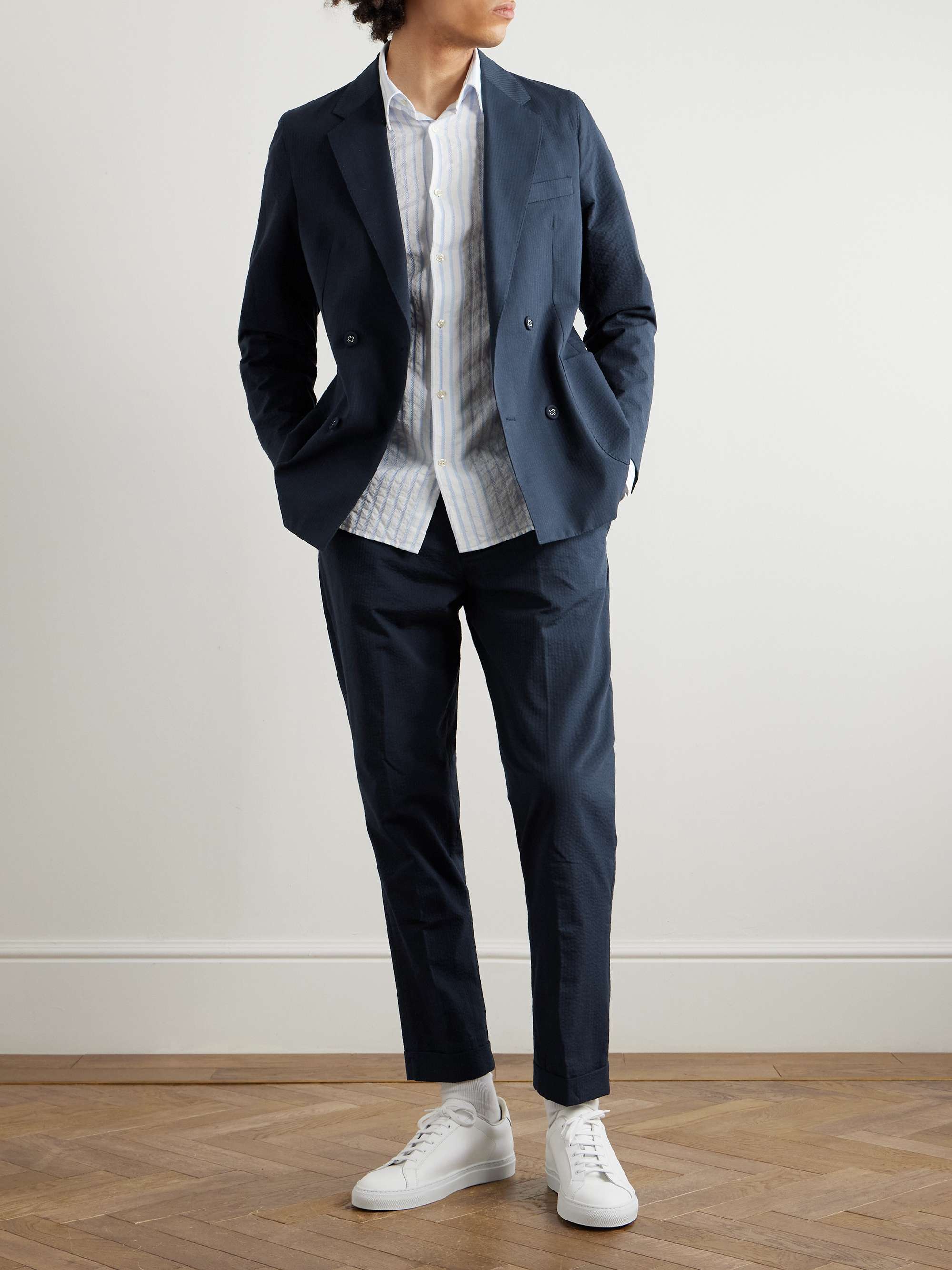 Joseph Tapered Cotton-Seersucker Suit Trousers view