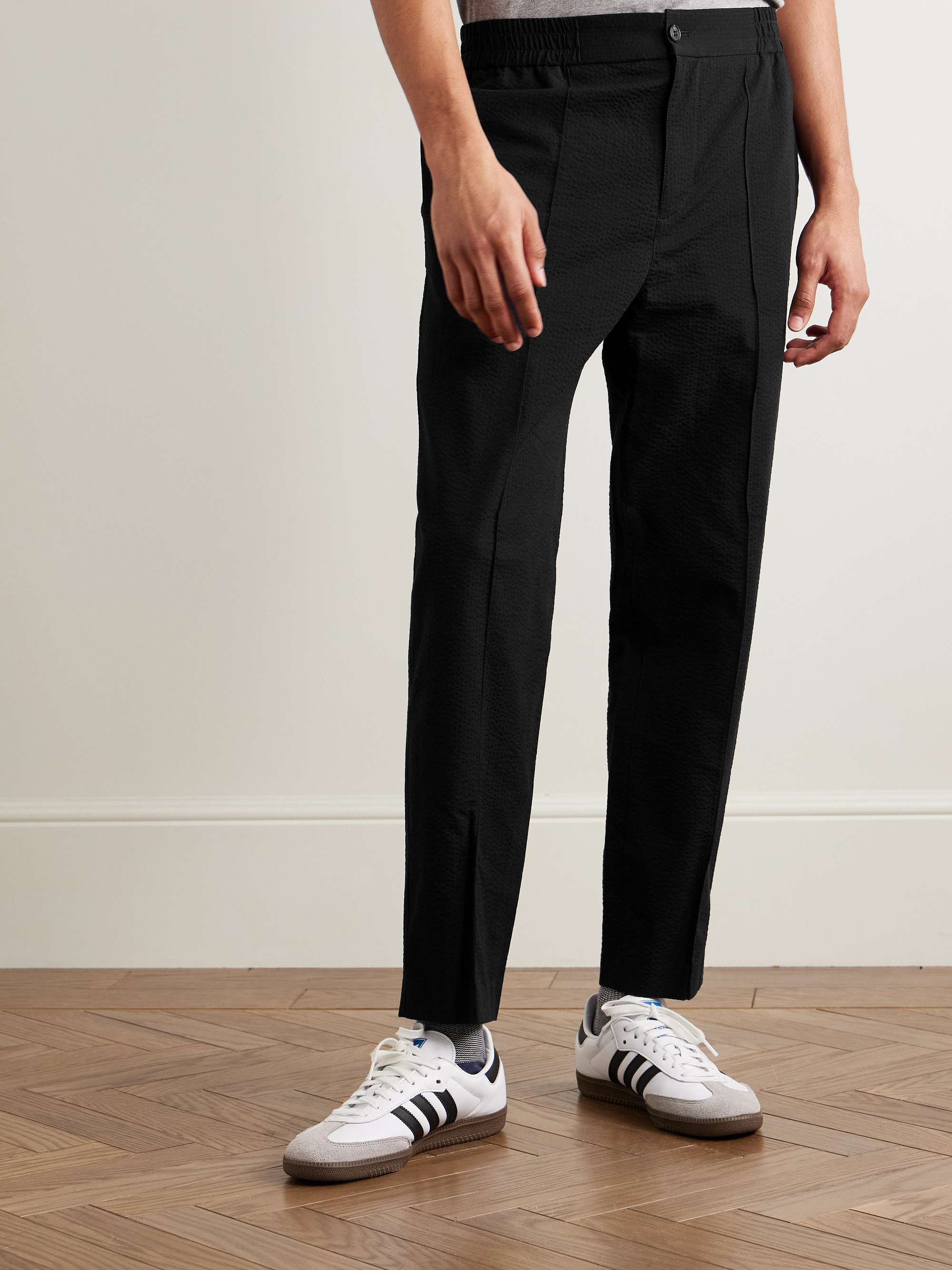 Joaquin Straight-Leg Cotton-Seersucker Trousers view