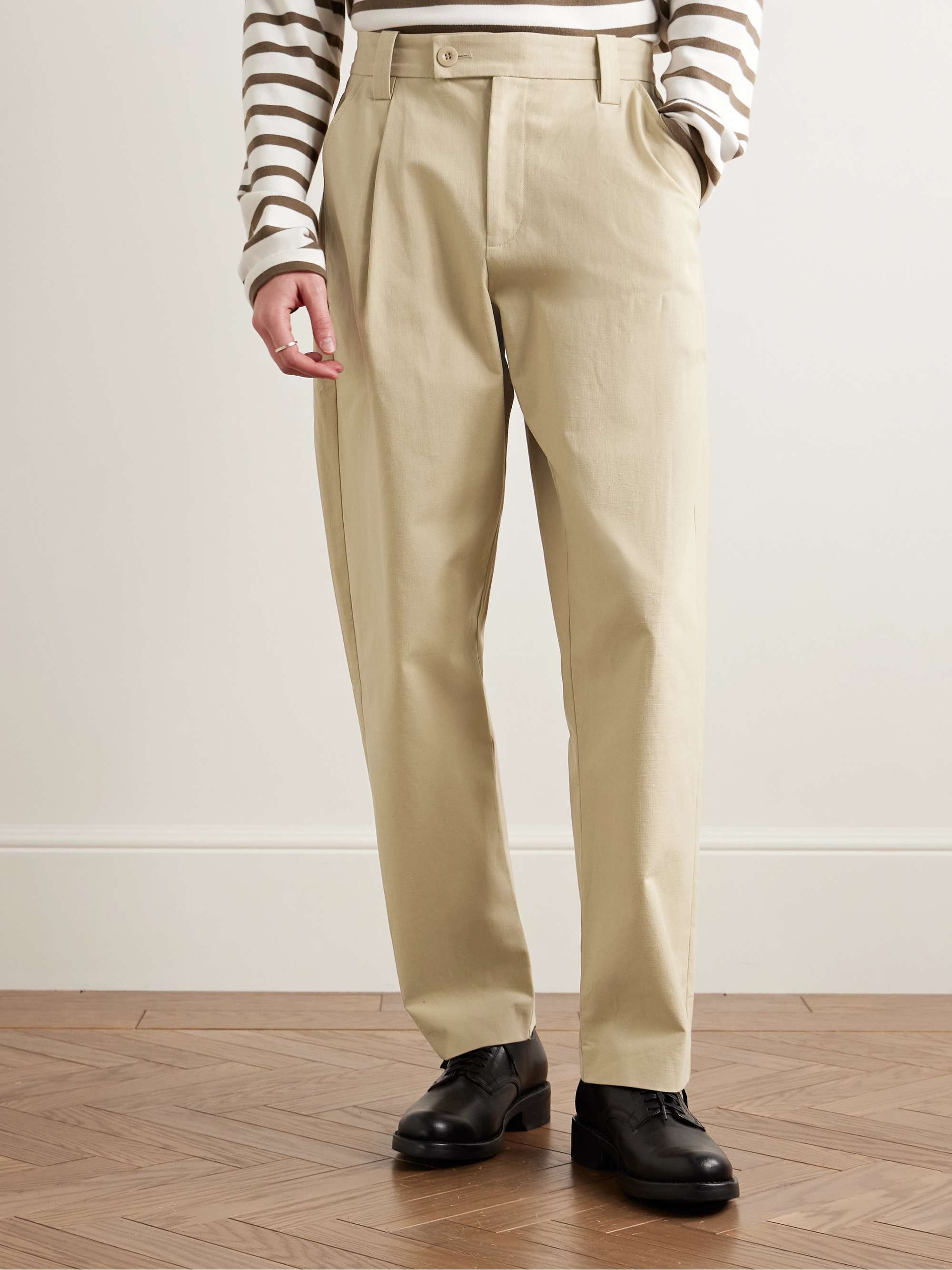 Renato Tapered Pleated Cotton Trousers view