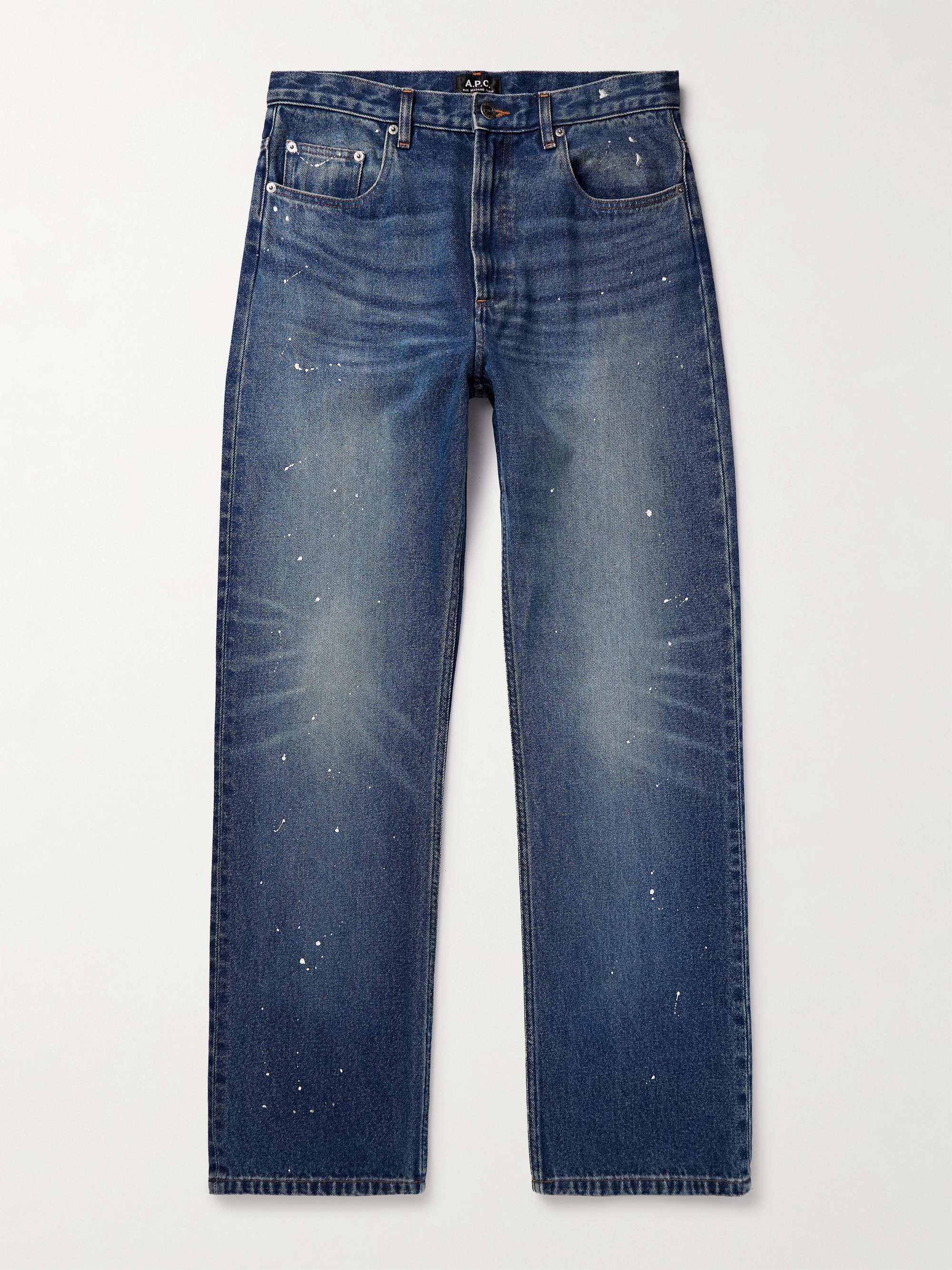 Straight-Leg Paint-Splattered Jeans view
