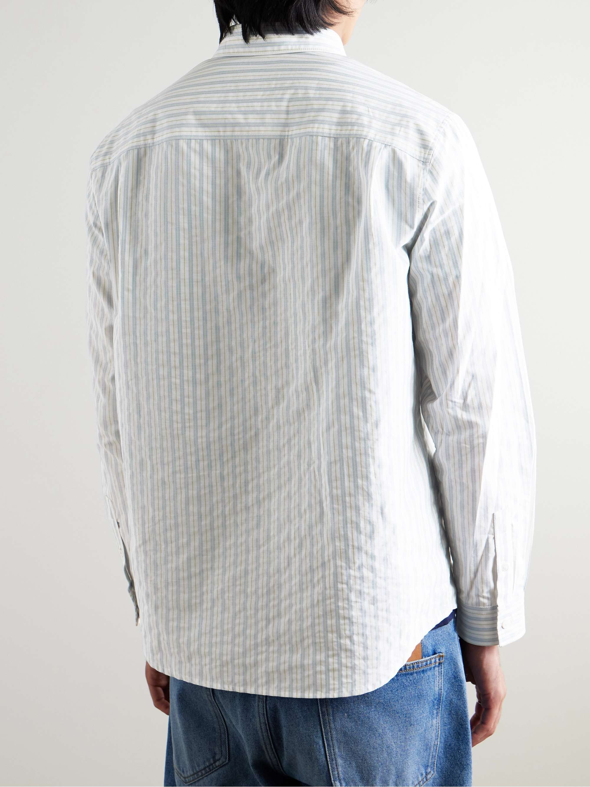 Edouard Button-Down Logo-Embroidered Cotton-Chambray Shirt view