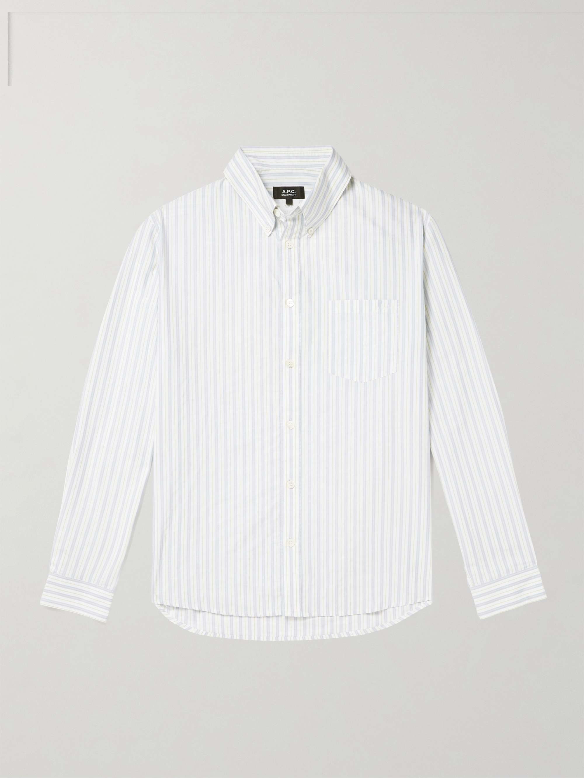 Edouard Button-Down Logo-Embroidered Cotton-Chambray Shirt view