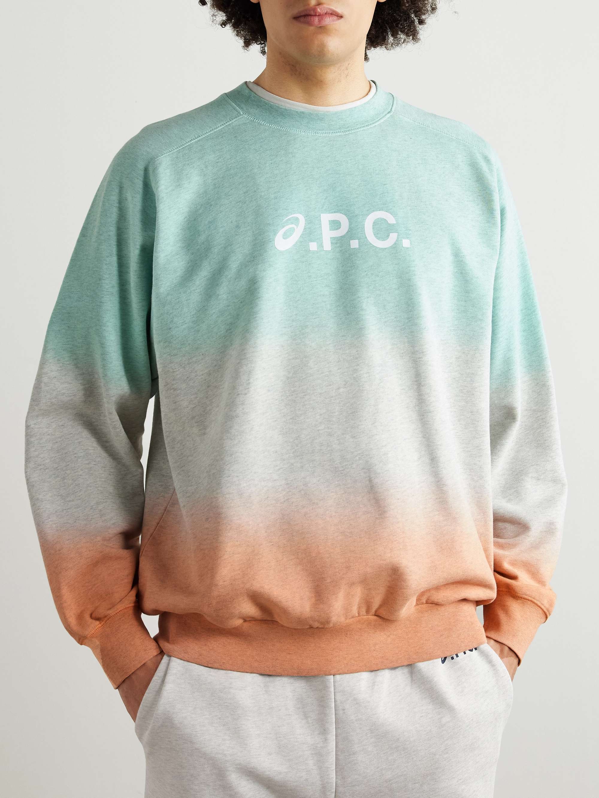 + ASICS Logo-Print Dip-Dyed Organic Cotton-Jersey Sweatshirt view
