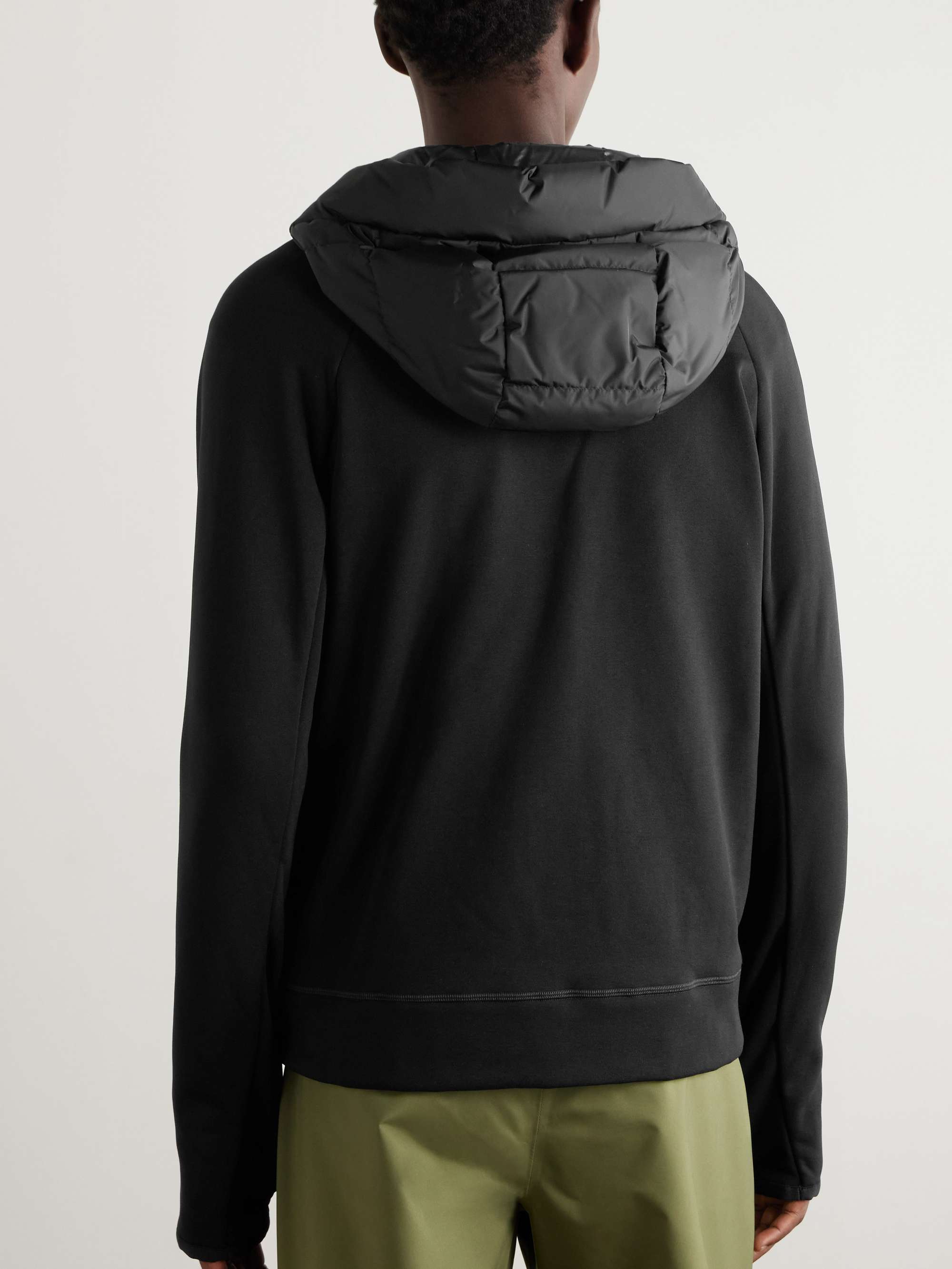 Logo-Print Quilted Shell and Stretch-Jersey Hooded Down Jacket view