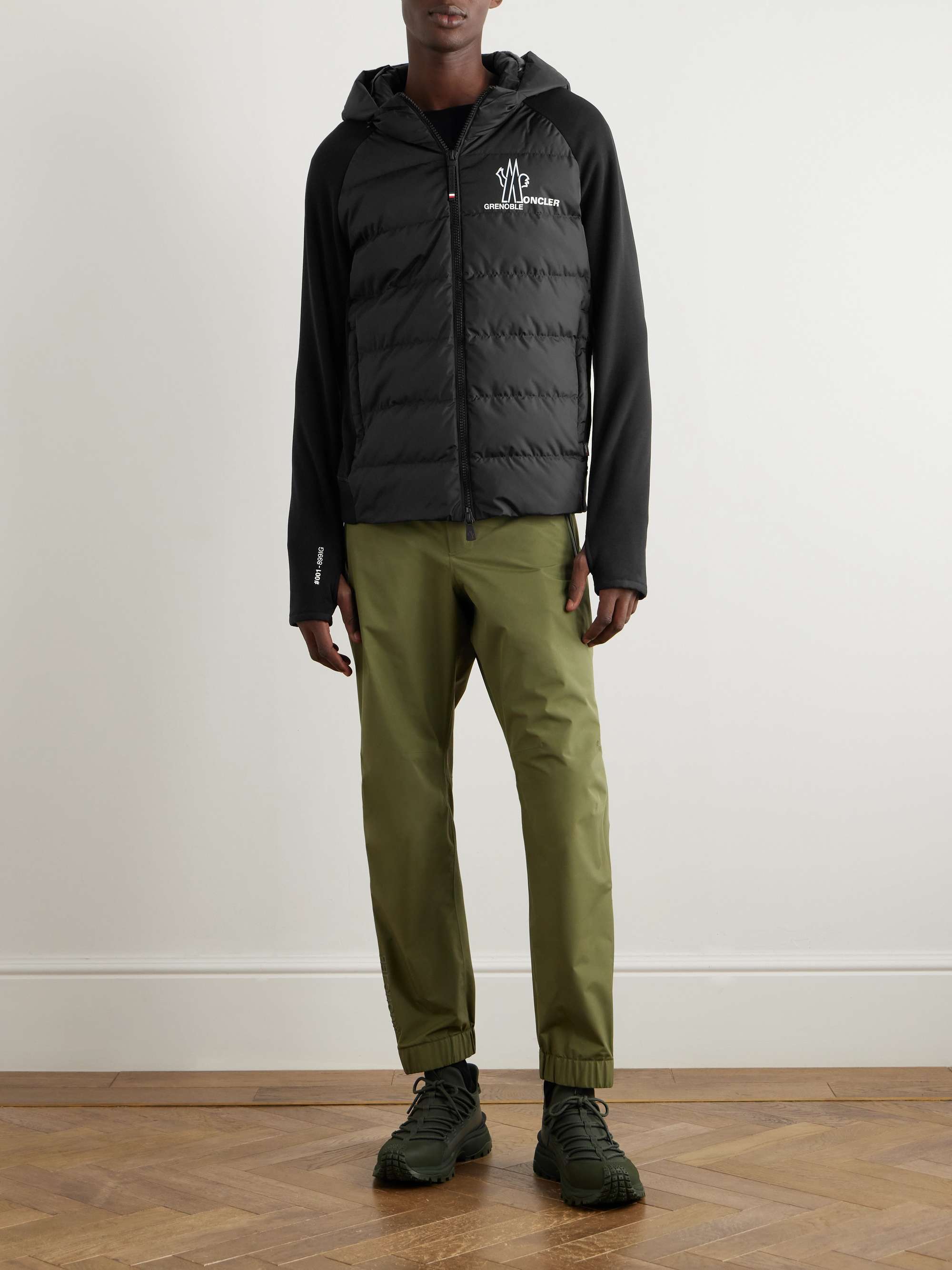 Logo-Print Quilted Shell and Stretch-Jersey Hooded Down Jacket view