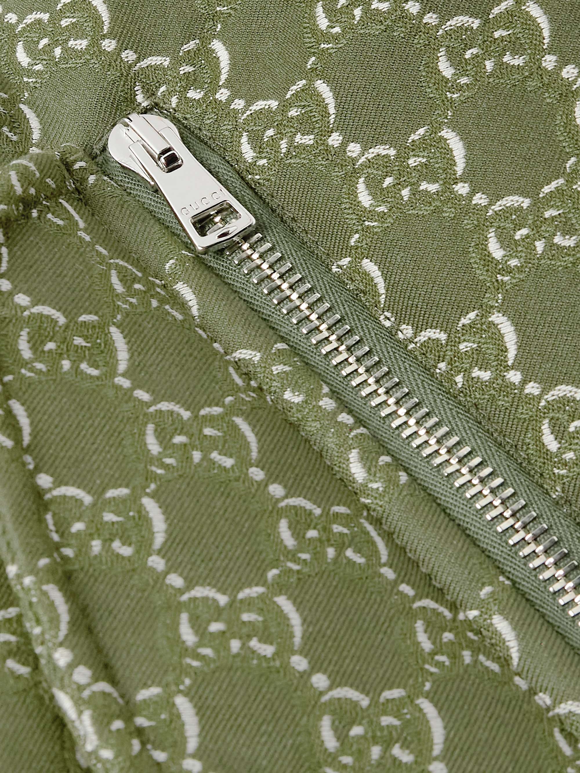 Logo-Jacquard Padded Cotton-Twill Bomber Jacket view