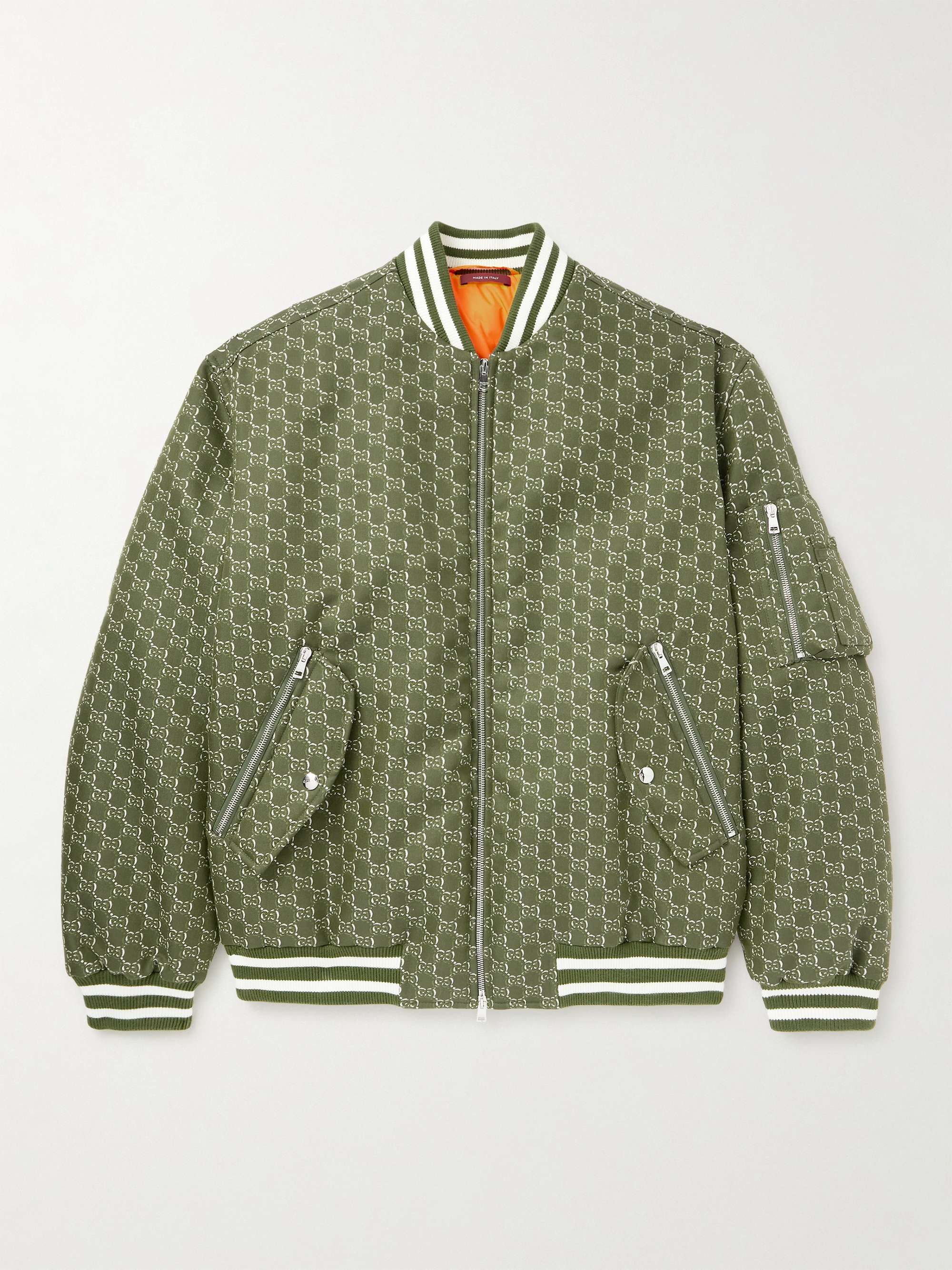 Logo-Jacquard Padded Cotton-Twill Bomber Jacket view