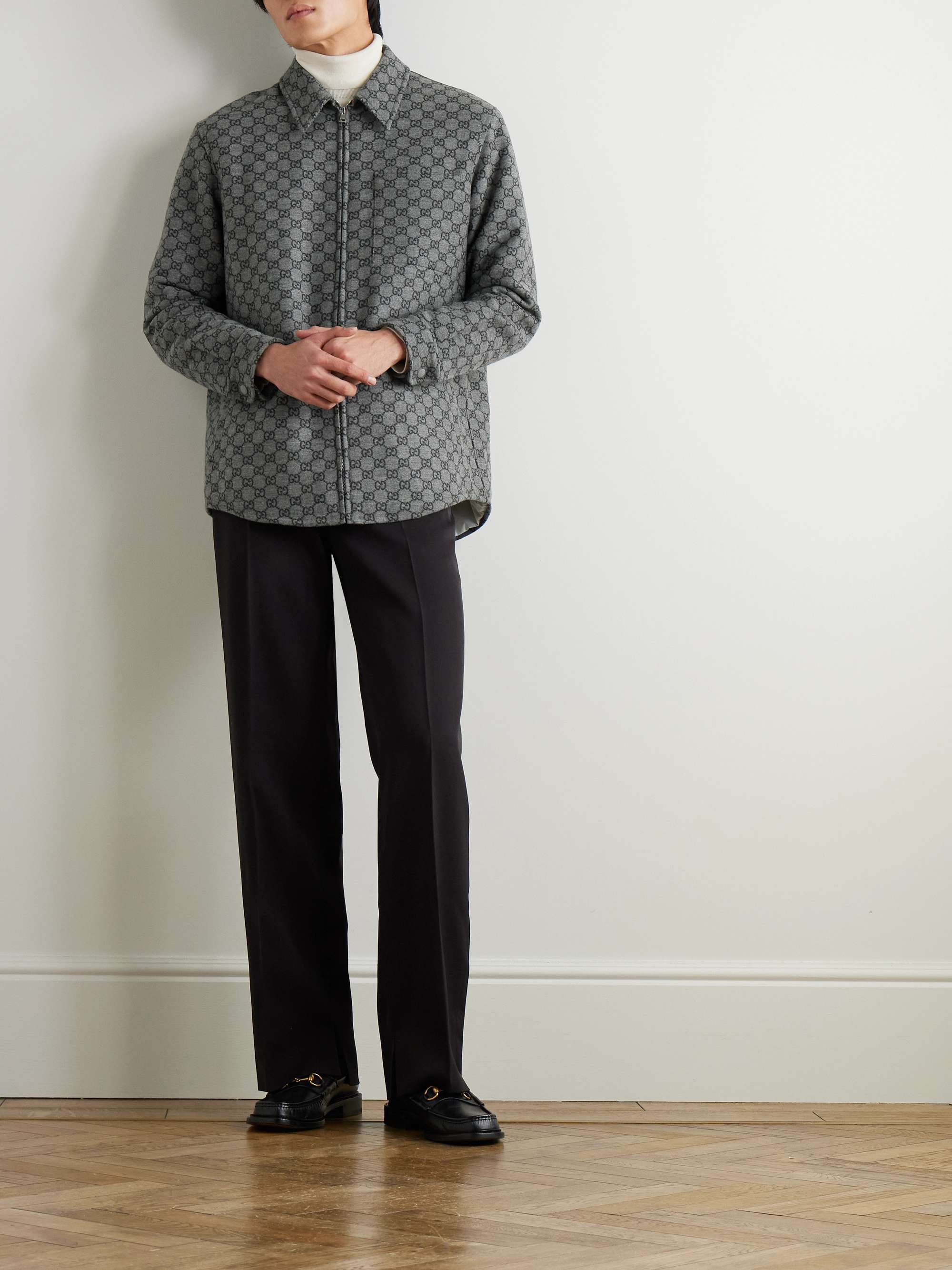 GG Monogrammed Wool-Jacquard Overshirt view