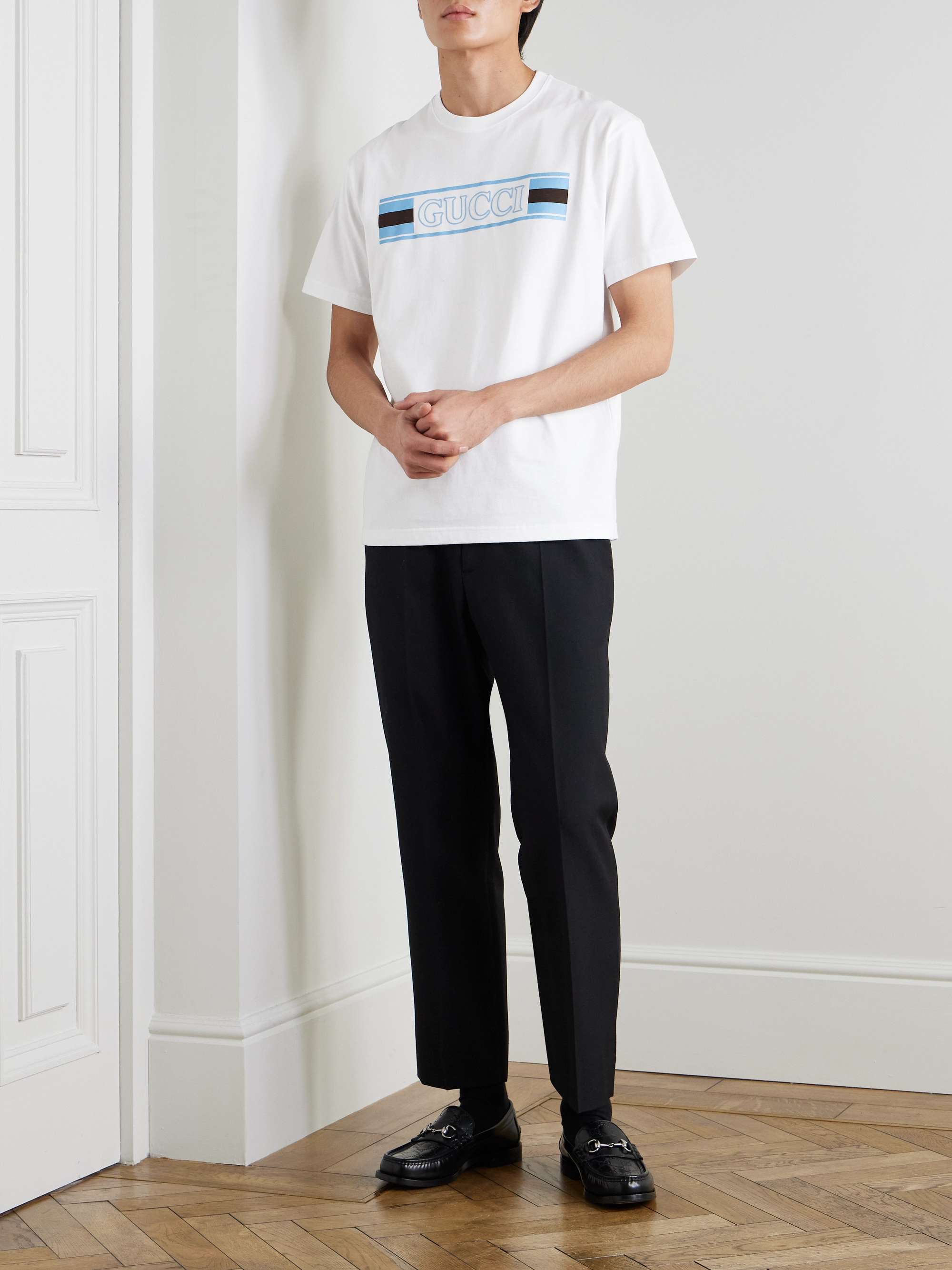 Logo-Flocked Printed Cotton-Jersey T-Shirt view