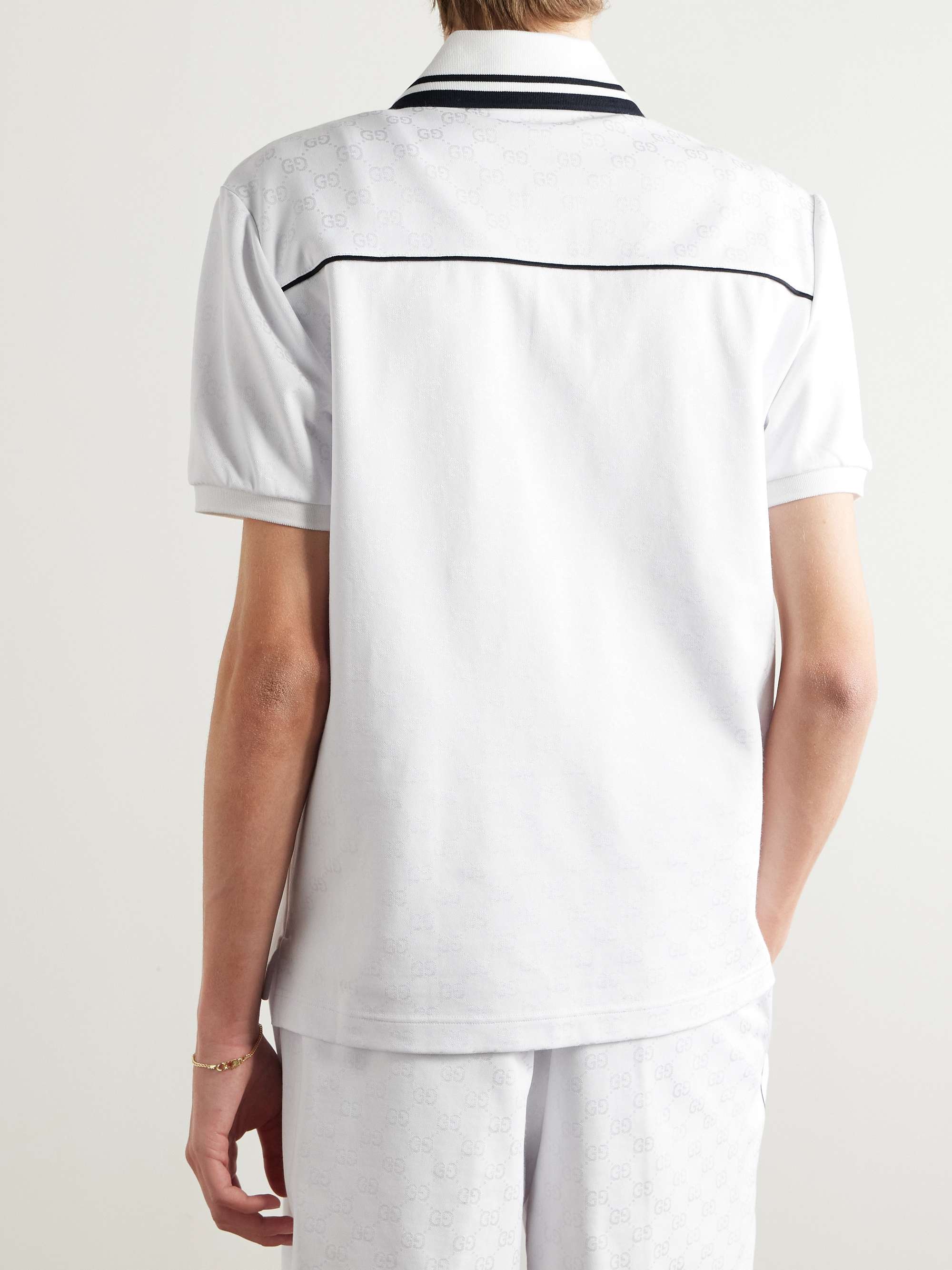 Logo-Jacquard Striped Jersey Polo Shirt view