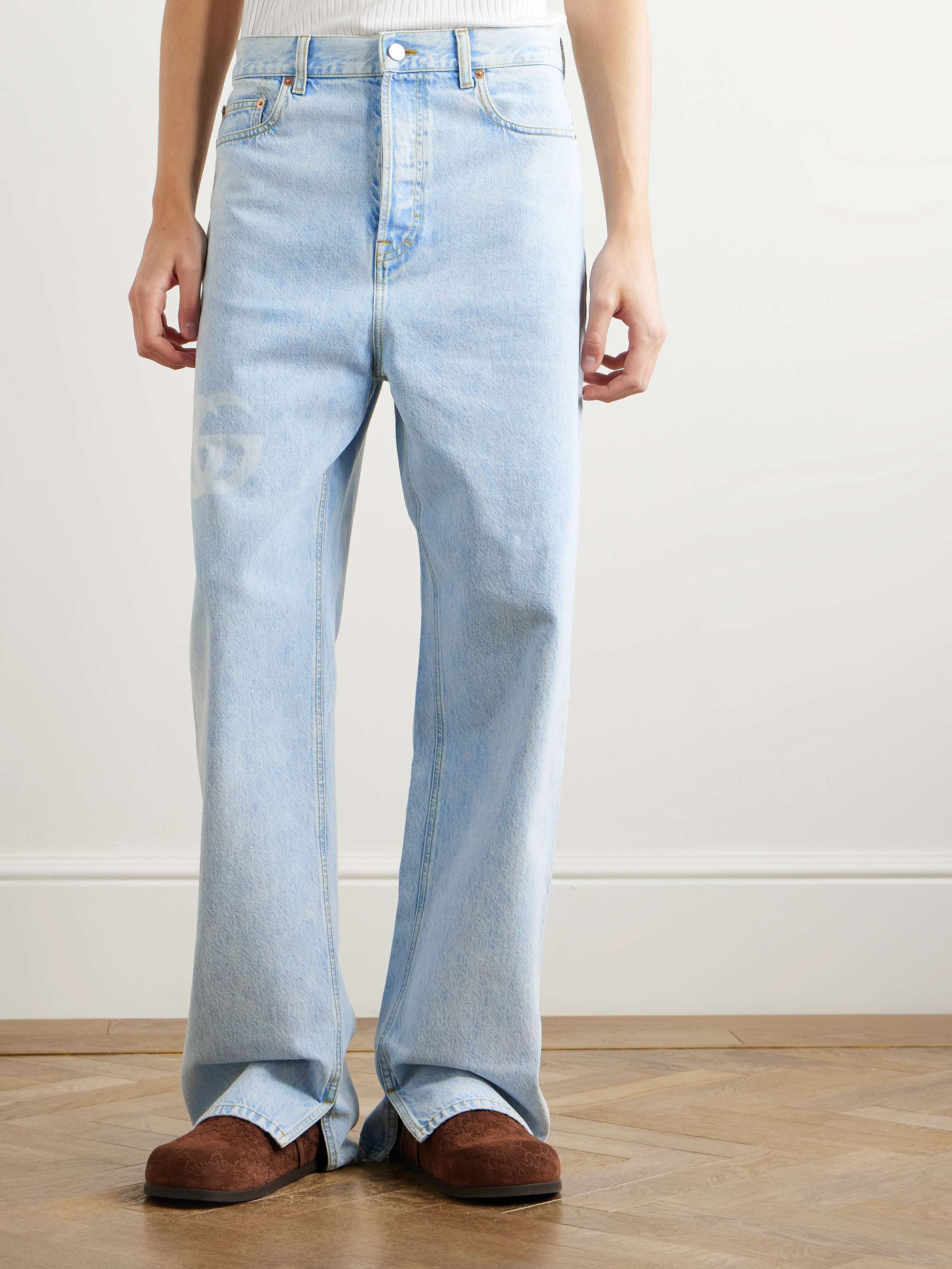Straight-Leg Logo-Print Jeans view