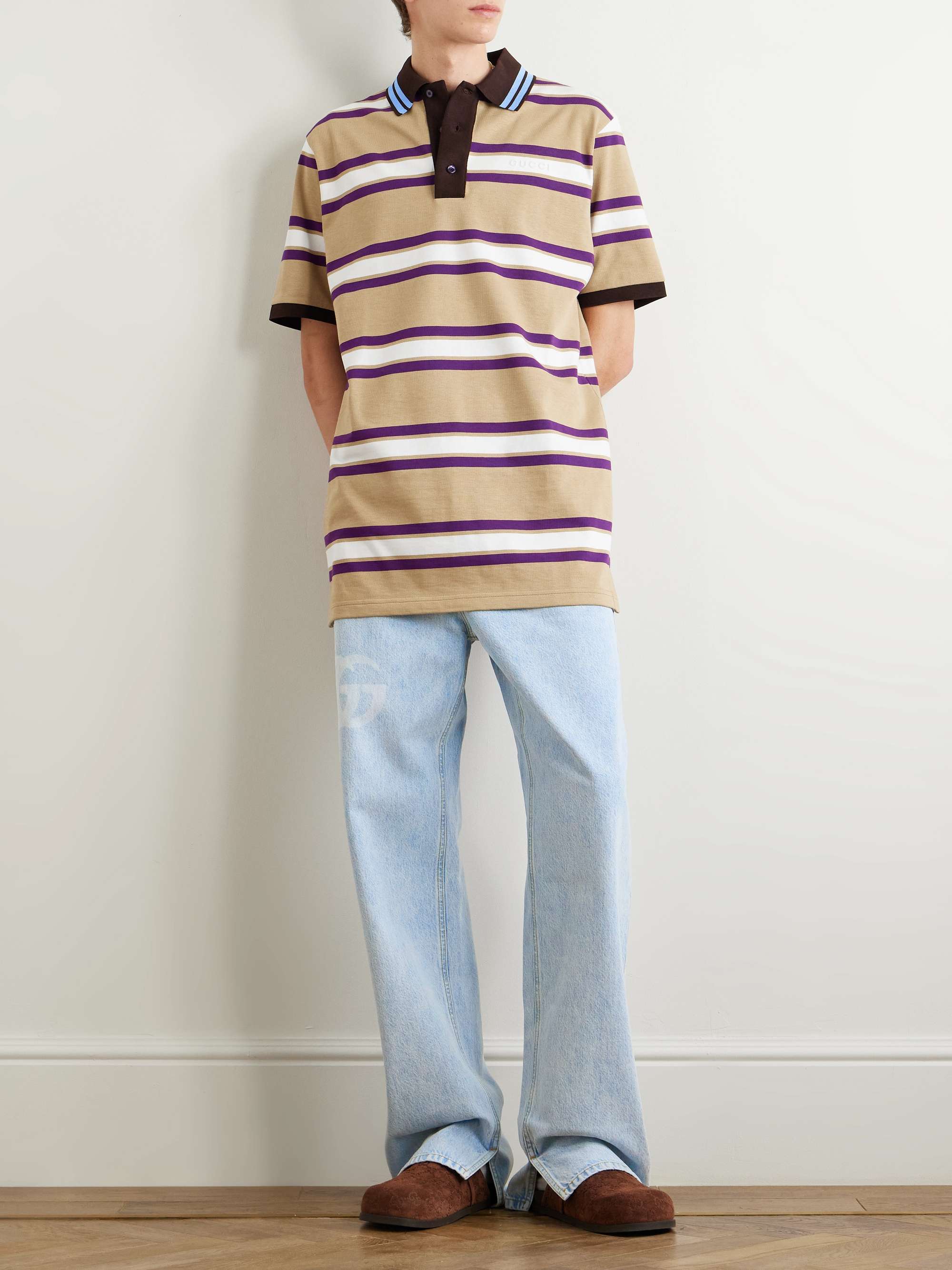 Straight-Leg Logo-Print Jeans view