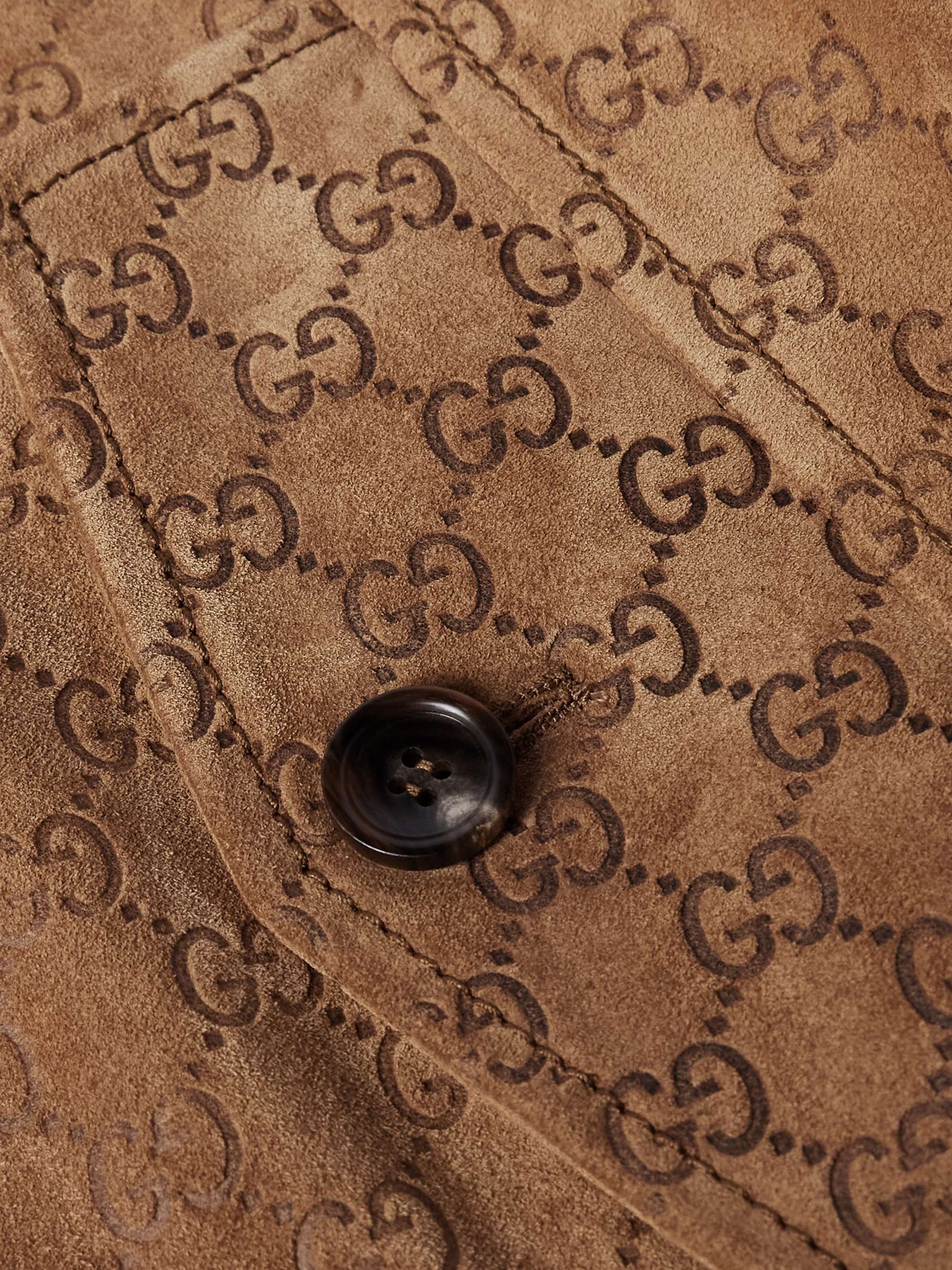 Logo-Debossed Suede Jacket view