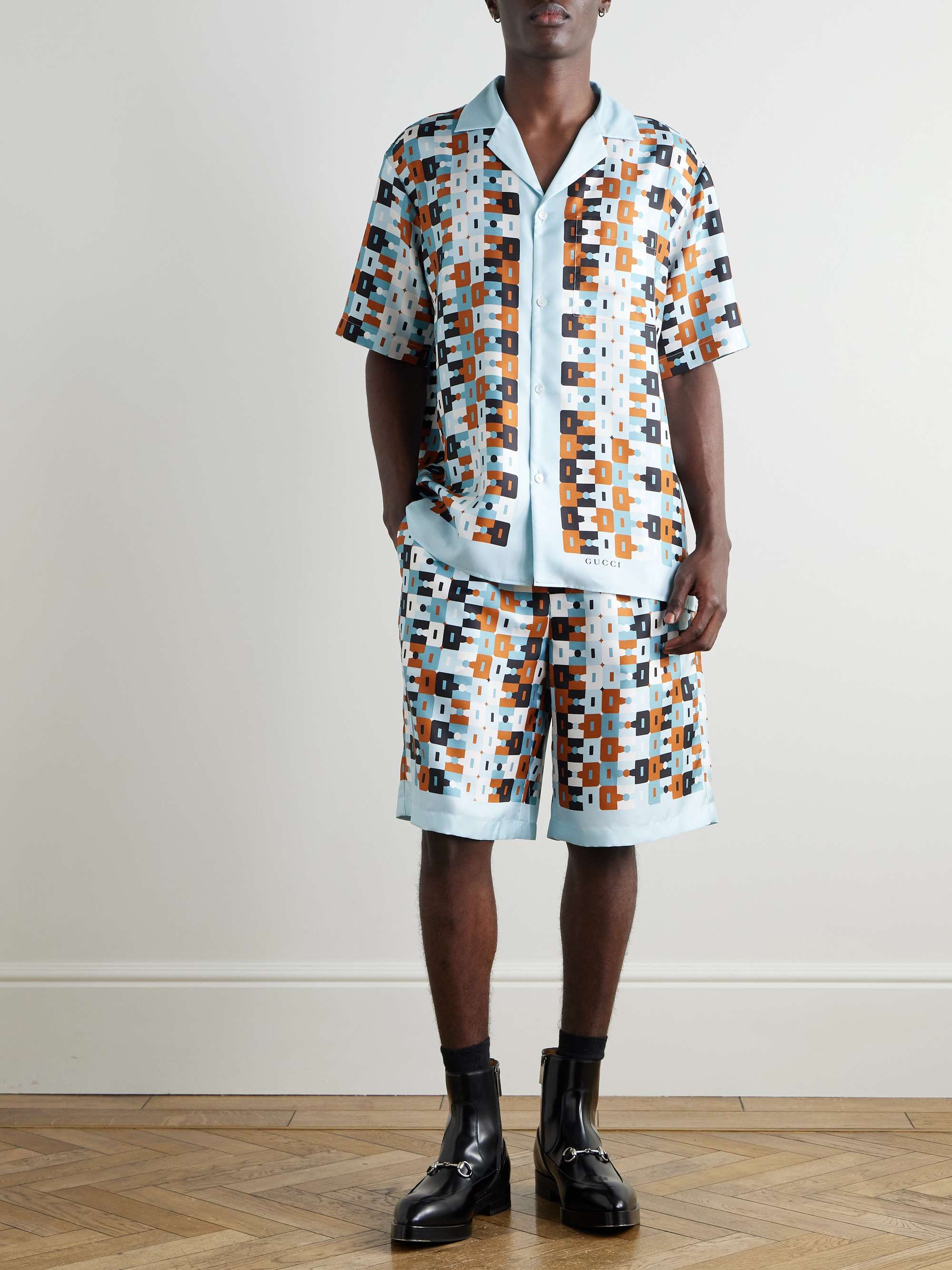 Disco Camp-Collar Printed Silk-Twill Shirt view