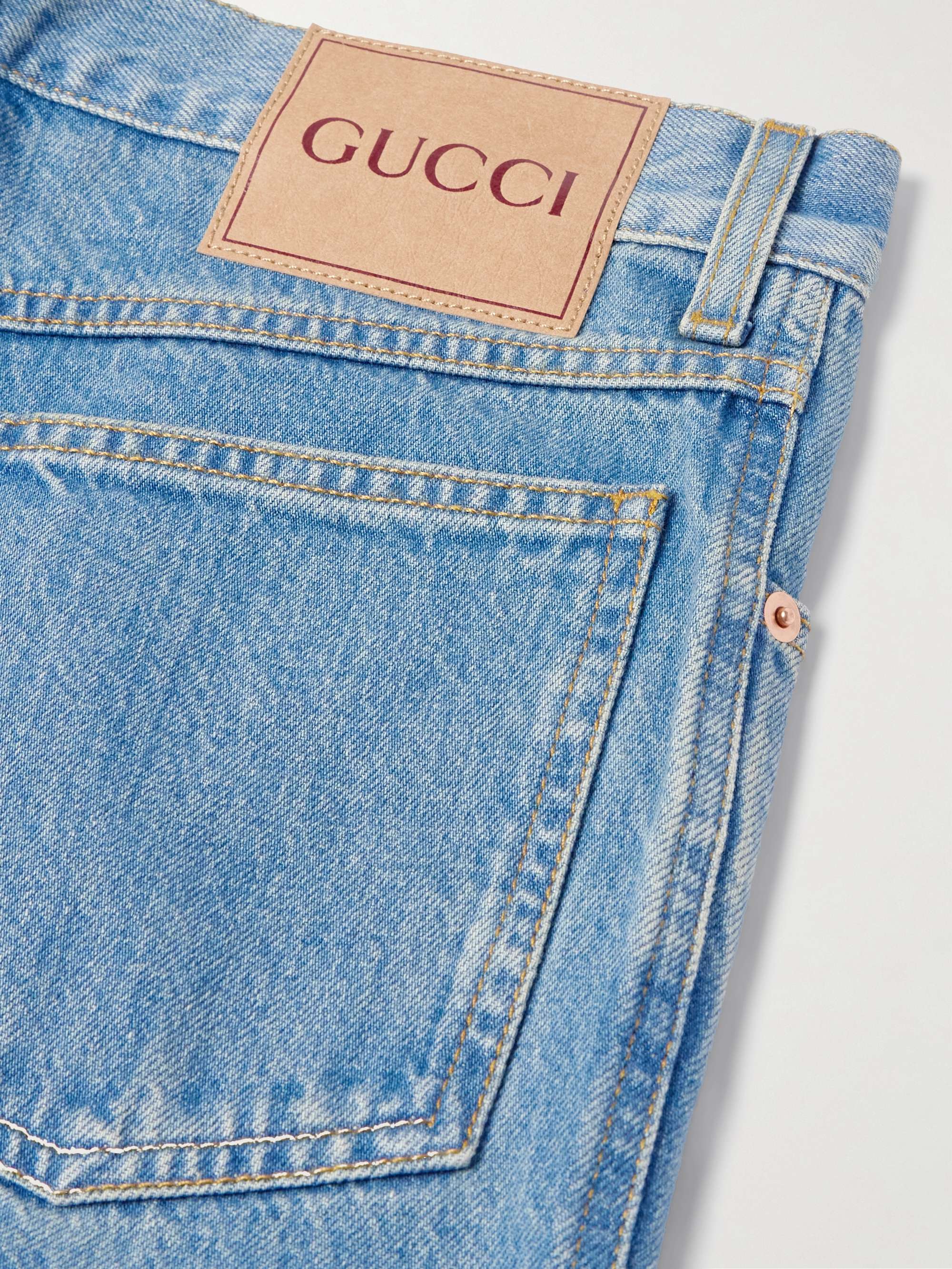 Tapered Logo-Print Jeans view