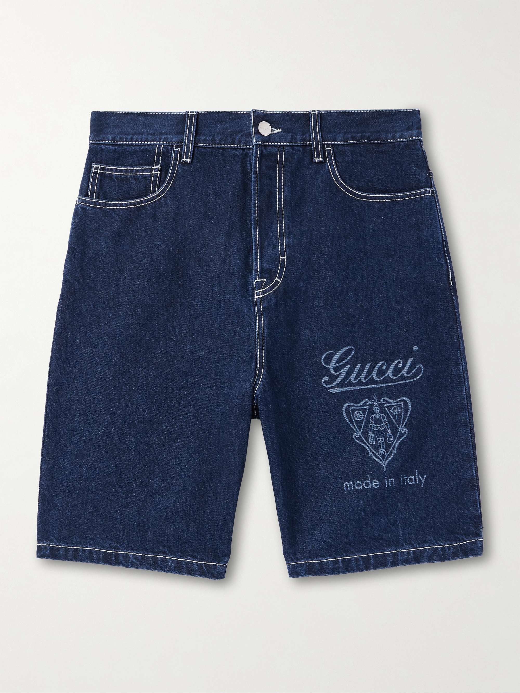 Straight-Leg Logo-Print Denim Shorts view
