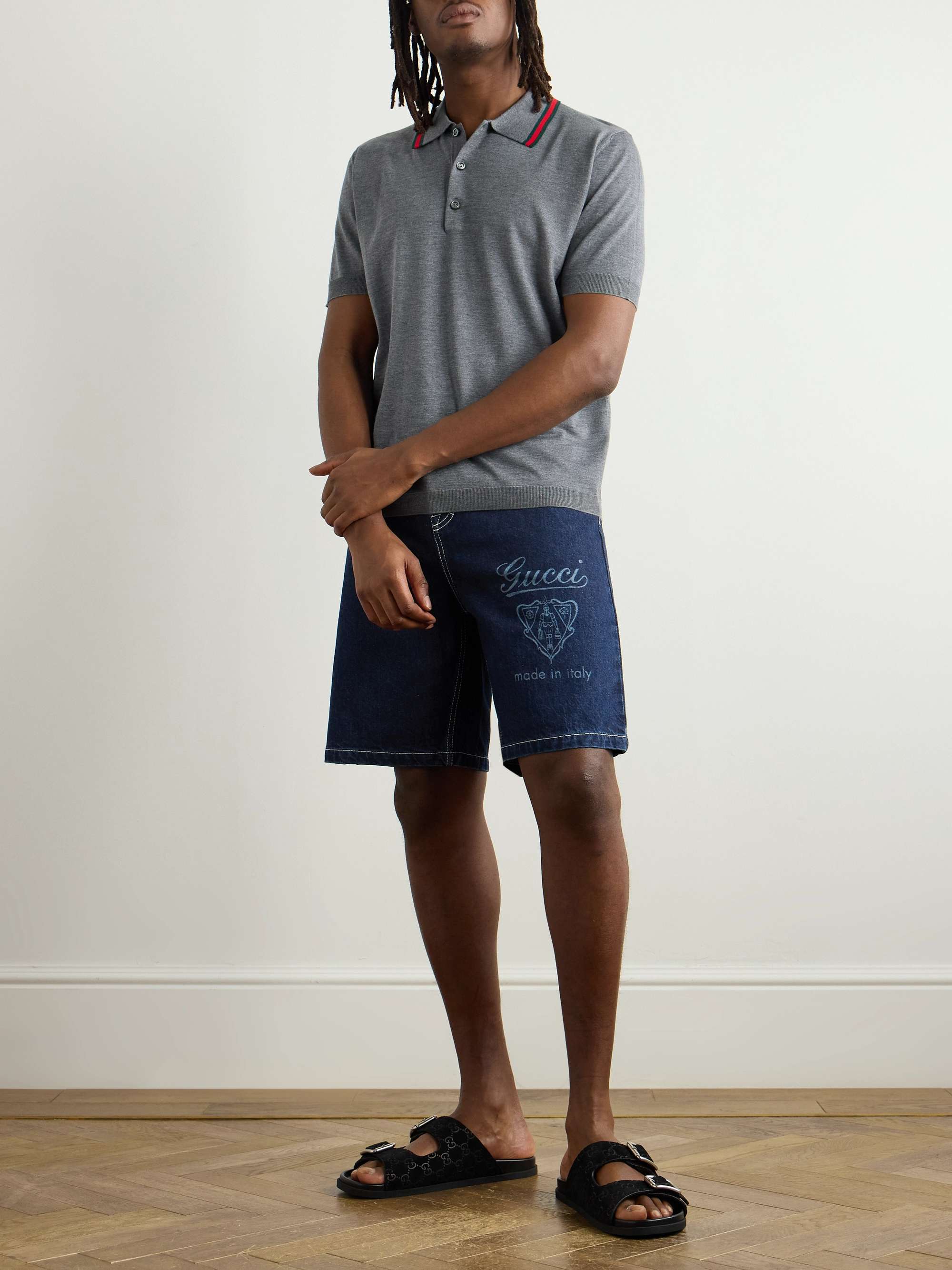 Straight-Leg Logo-Print Denim Shorts view
